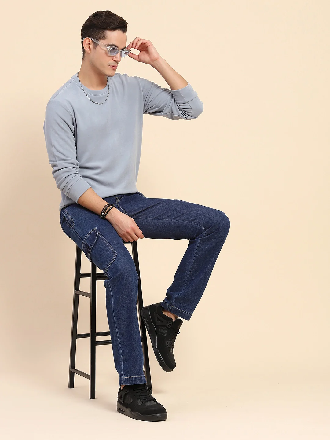 Blue Acrylic Winter Sweatshirt - Image 12