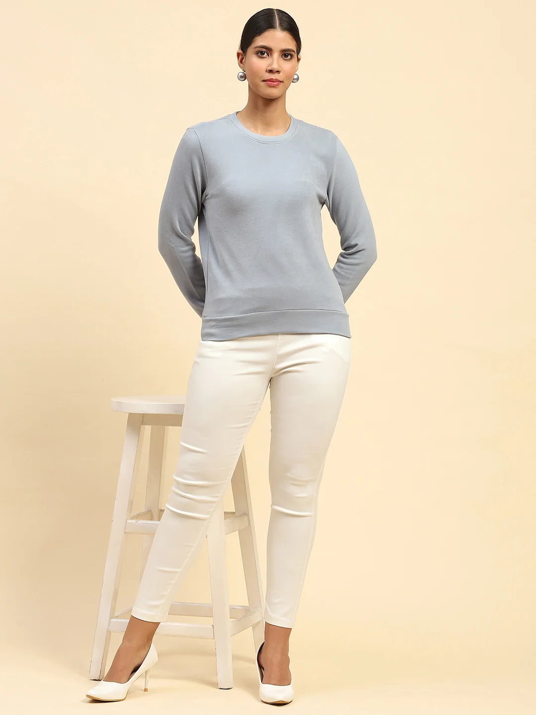 Powder Blue Solid Ultra Soft Sweatshirt - Image 12