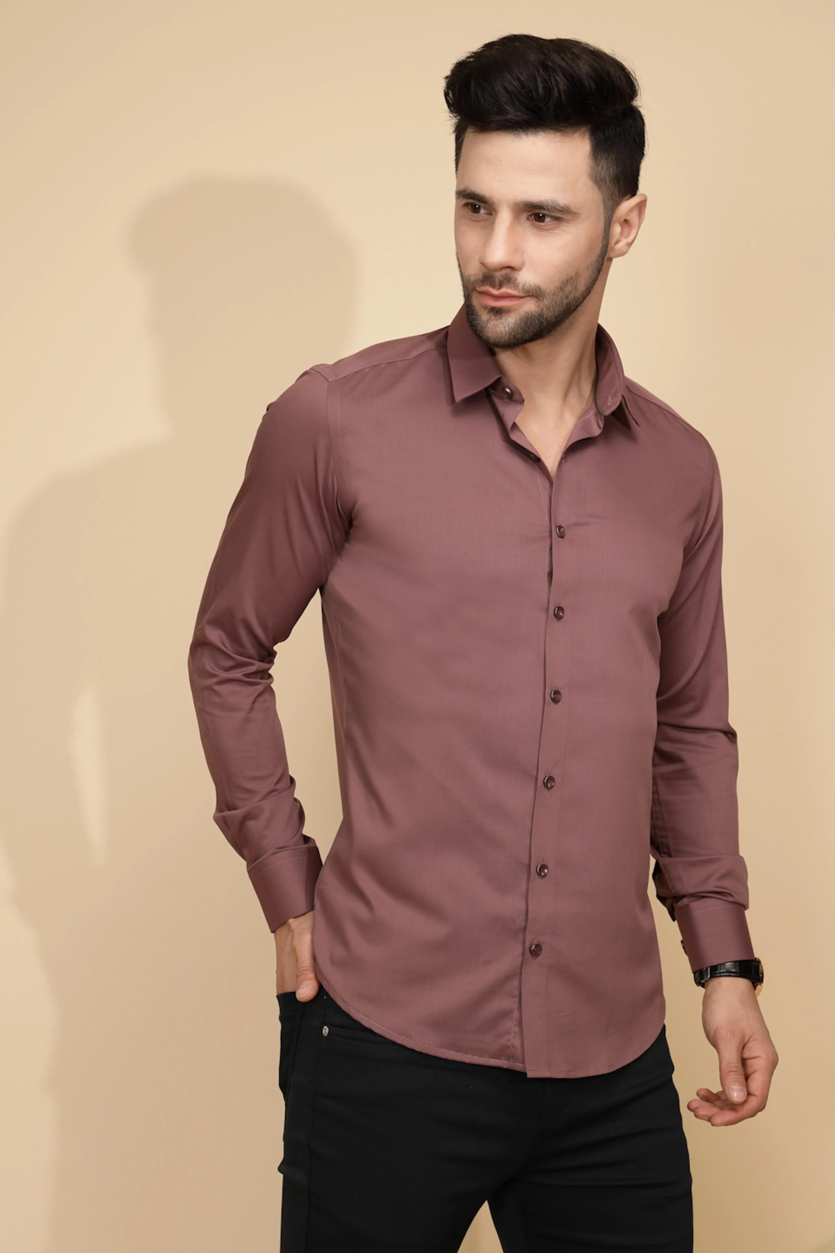 Purple Cotton Blend Shirt - Image 3