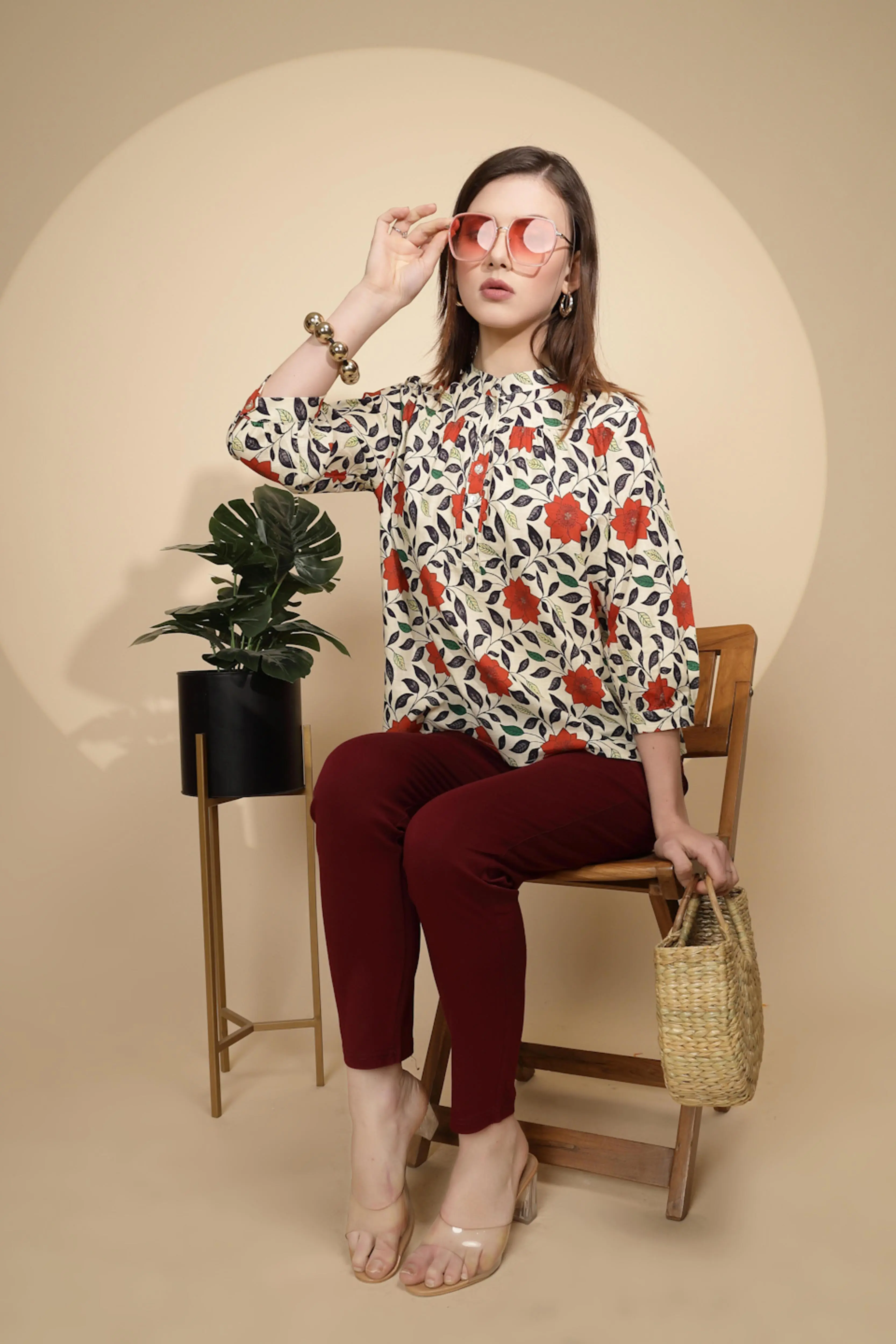 Red Floral Cotton Top - Image 7