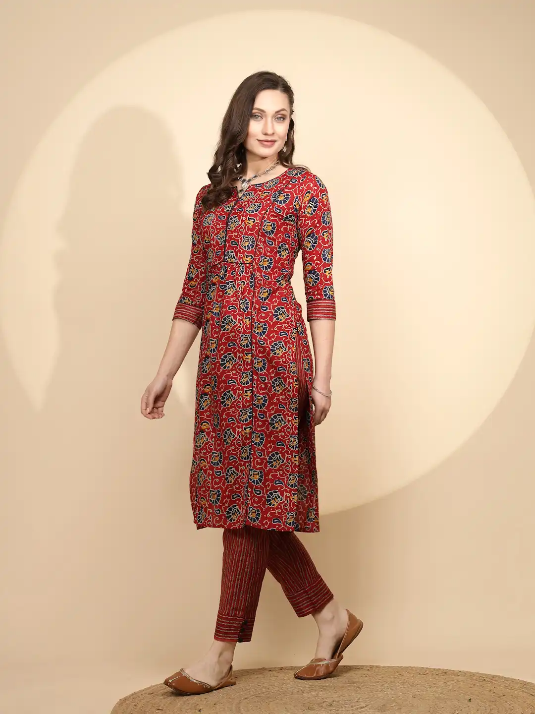 Red Cotton Kurta Set - Image 10