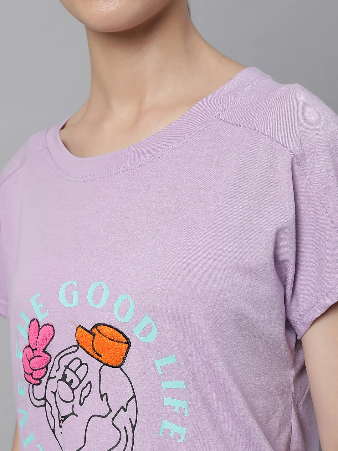 Red Printed Loose Cotton T-Shirt - Image 35