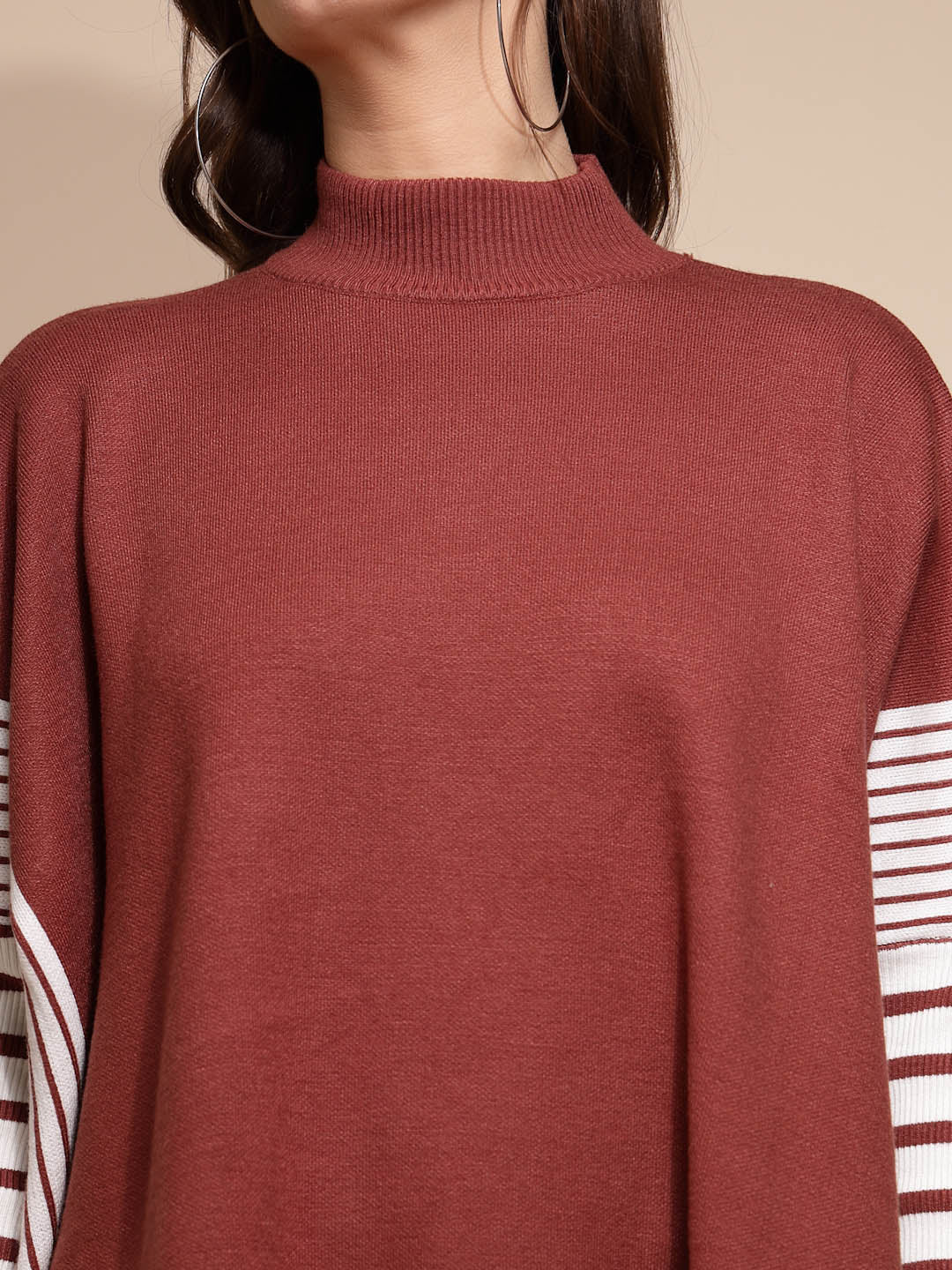 Brick Solid Turtleneck Acrylic Pullover - Image 5
