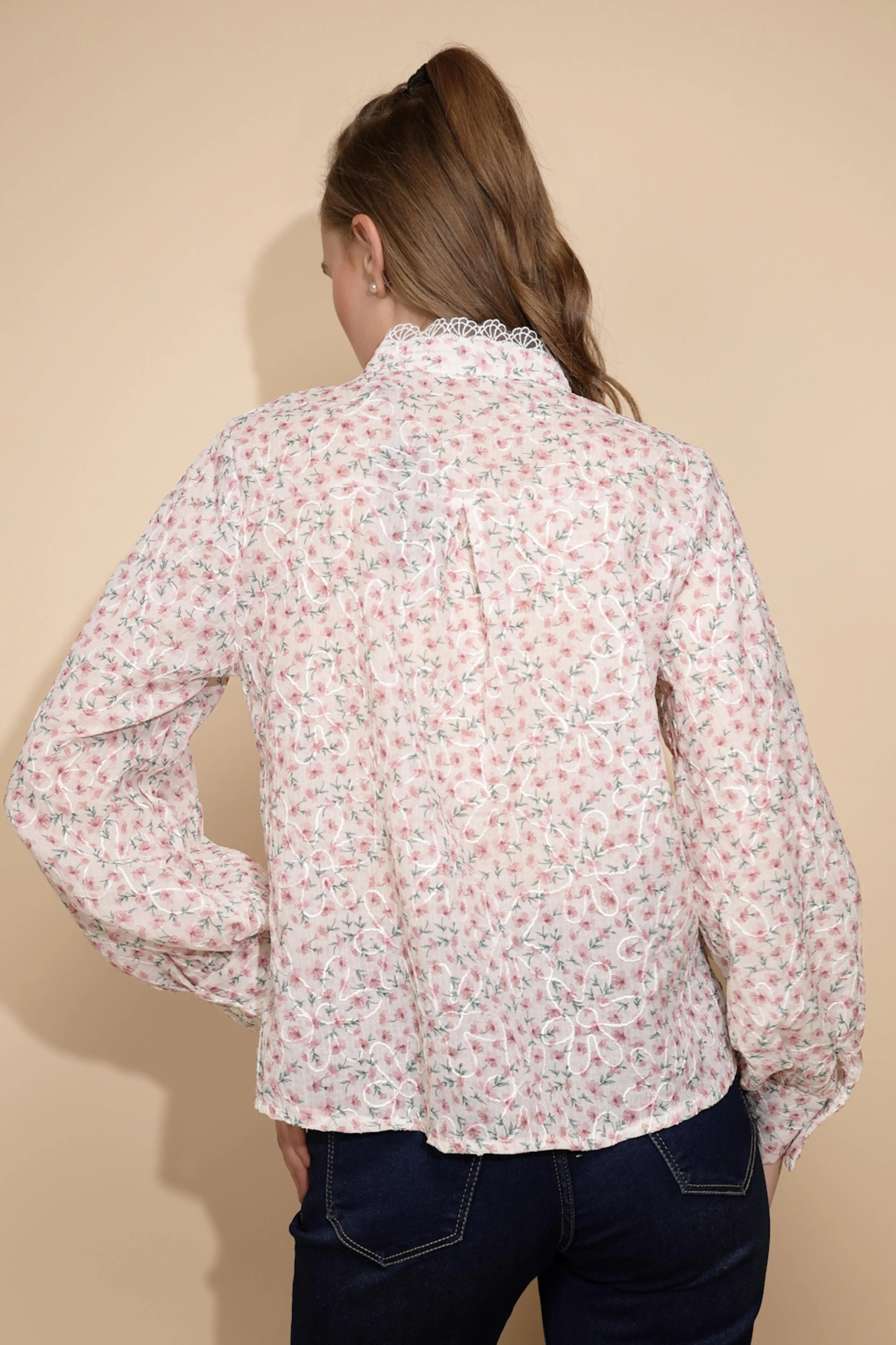 Rose cotton Loose Fit Shirt For Women - Image 4