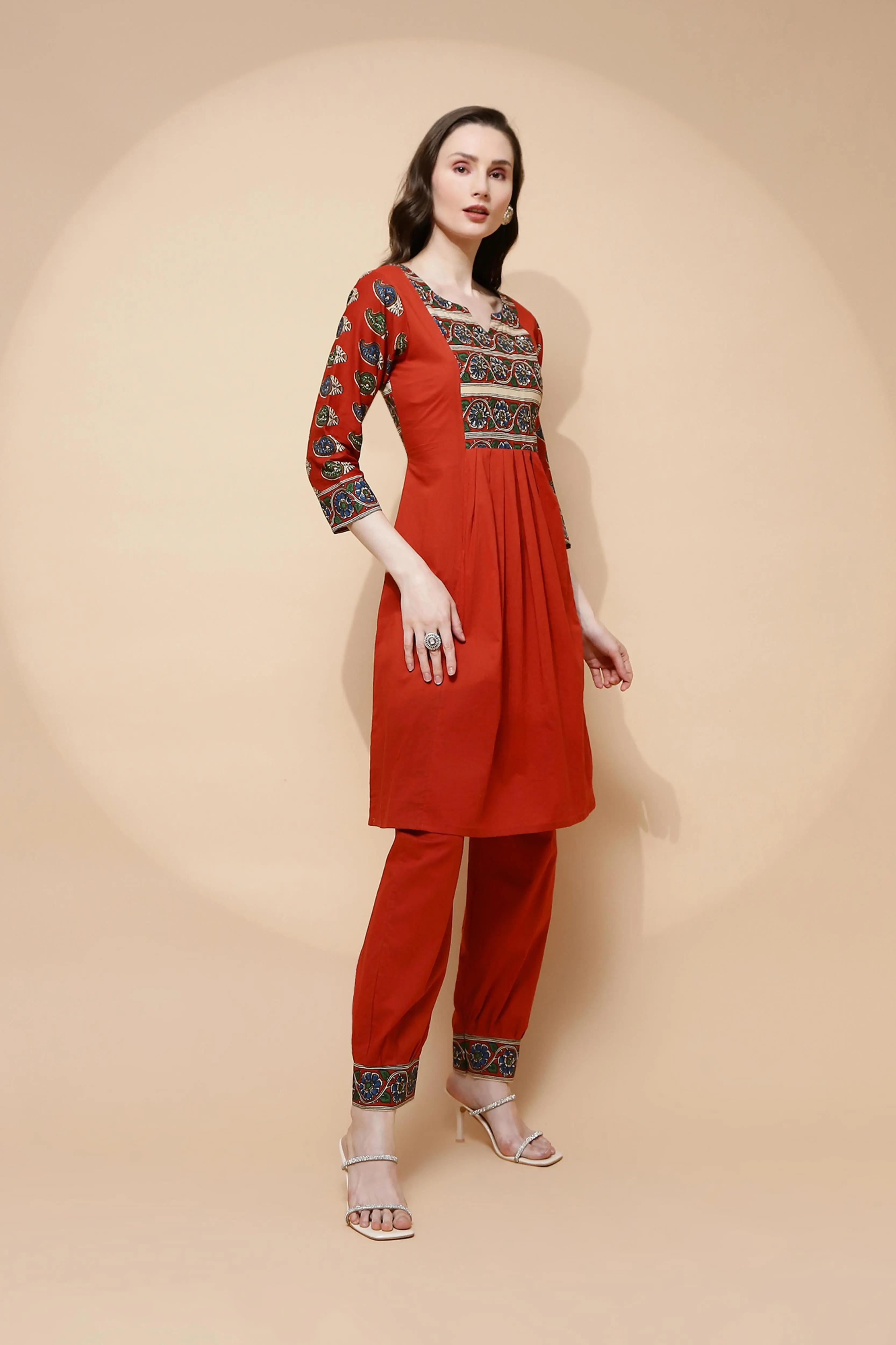 Rust Cotton Blend Tunic Set - Image 3