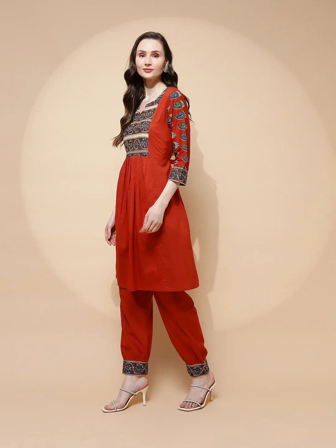 Rust Cotton Blend Tunic Set - Image 9