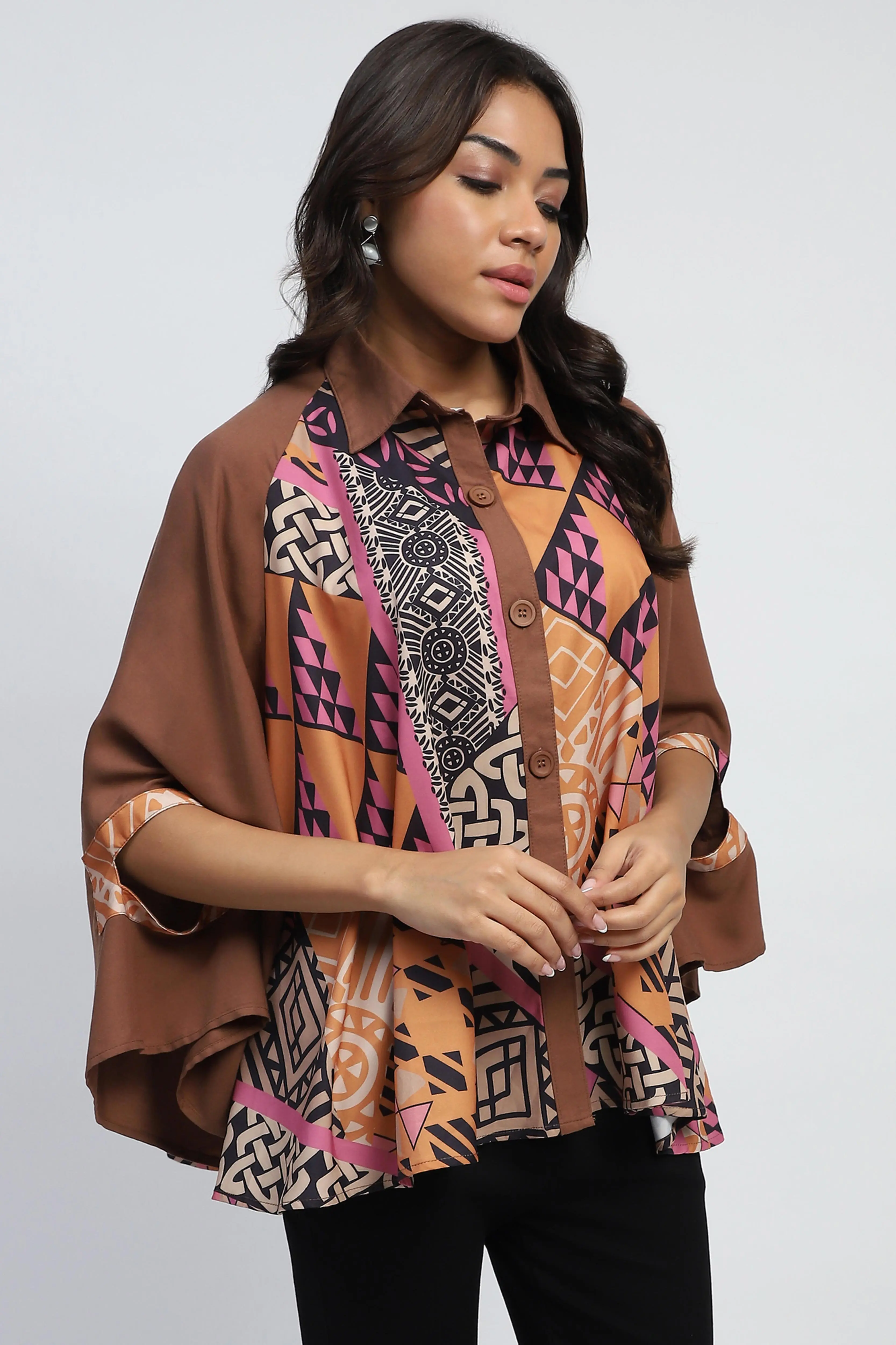 Rust Digital Oversized Cape - Image 3