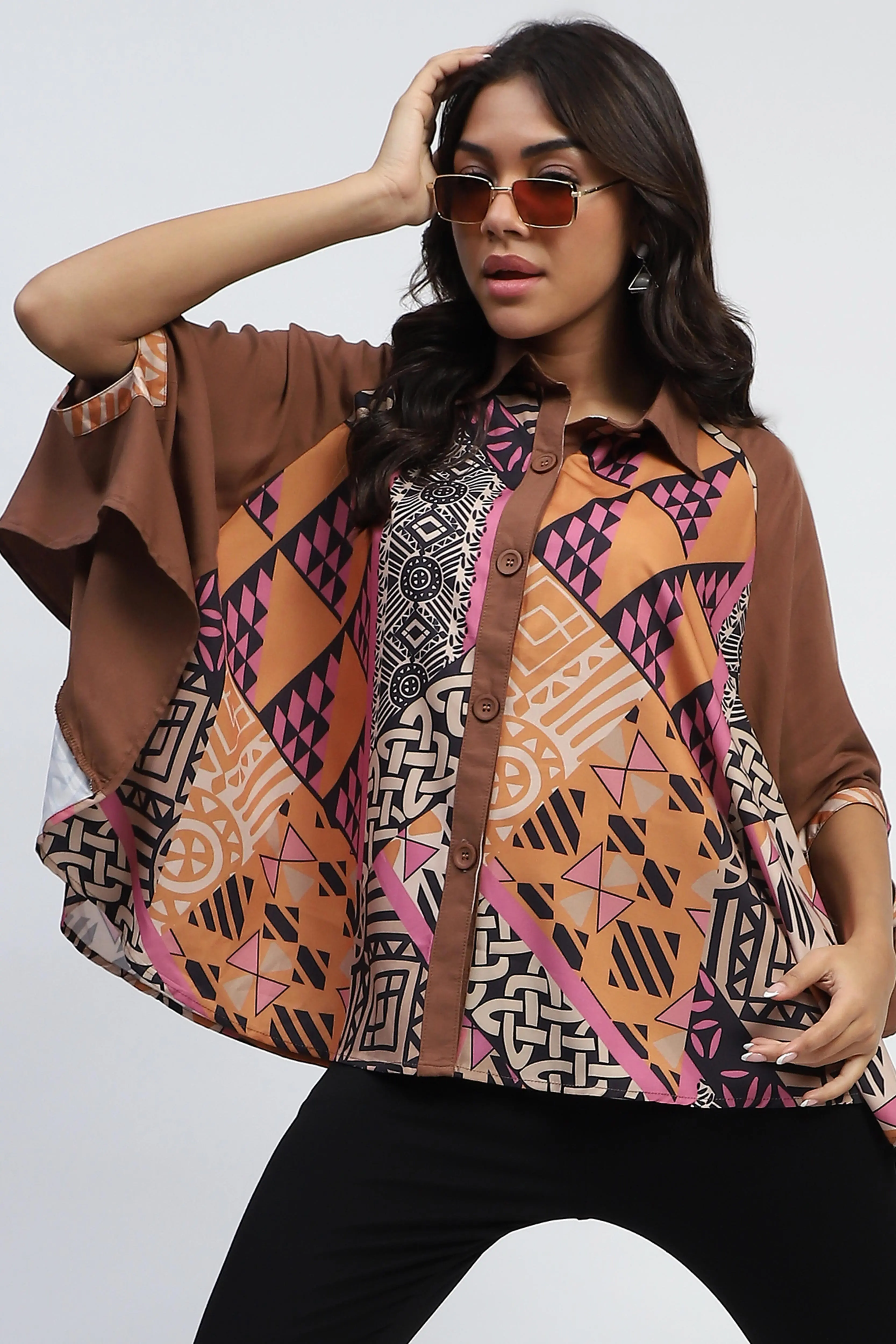 Rust Digital Oversized Cape - Image 7