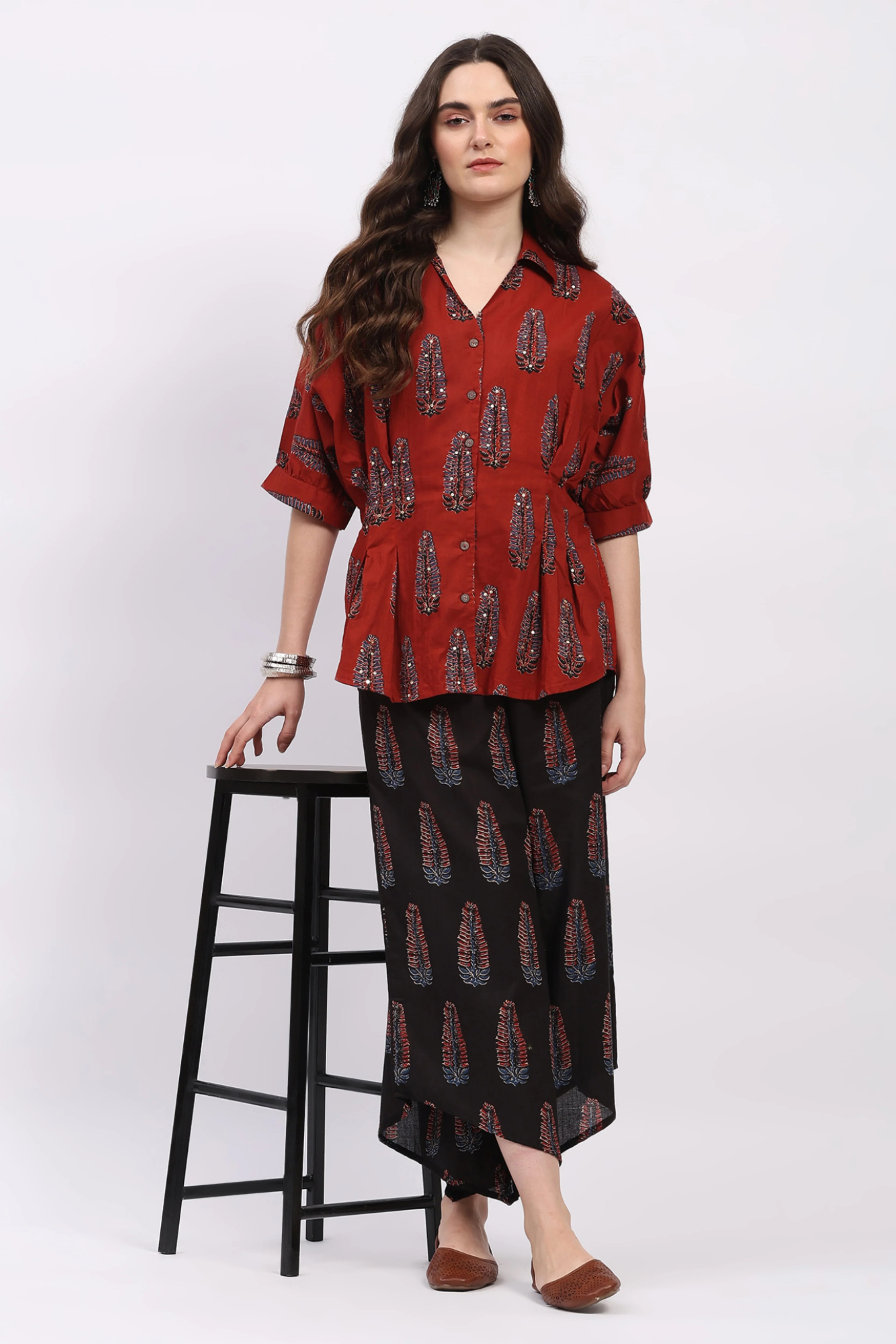 Rust Ethnic Motif Co-ord Set - Image 2