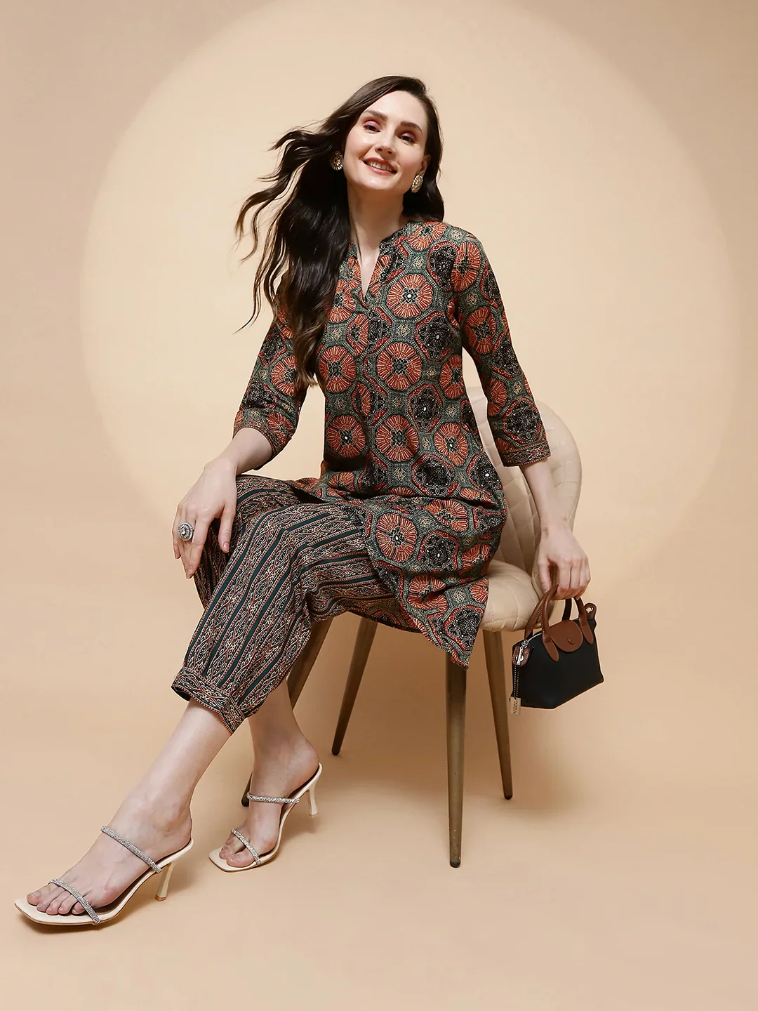 Rust Green Cotton Blend Kurta Set - Image 11