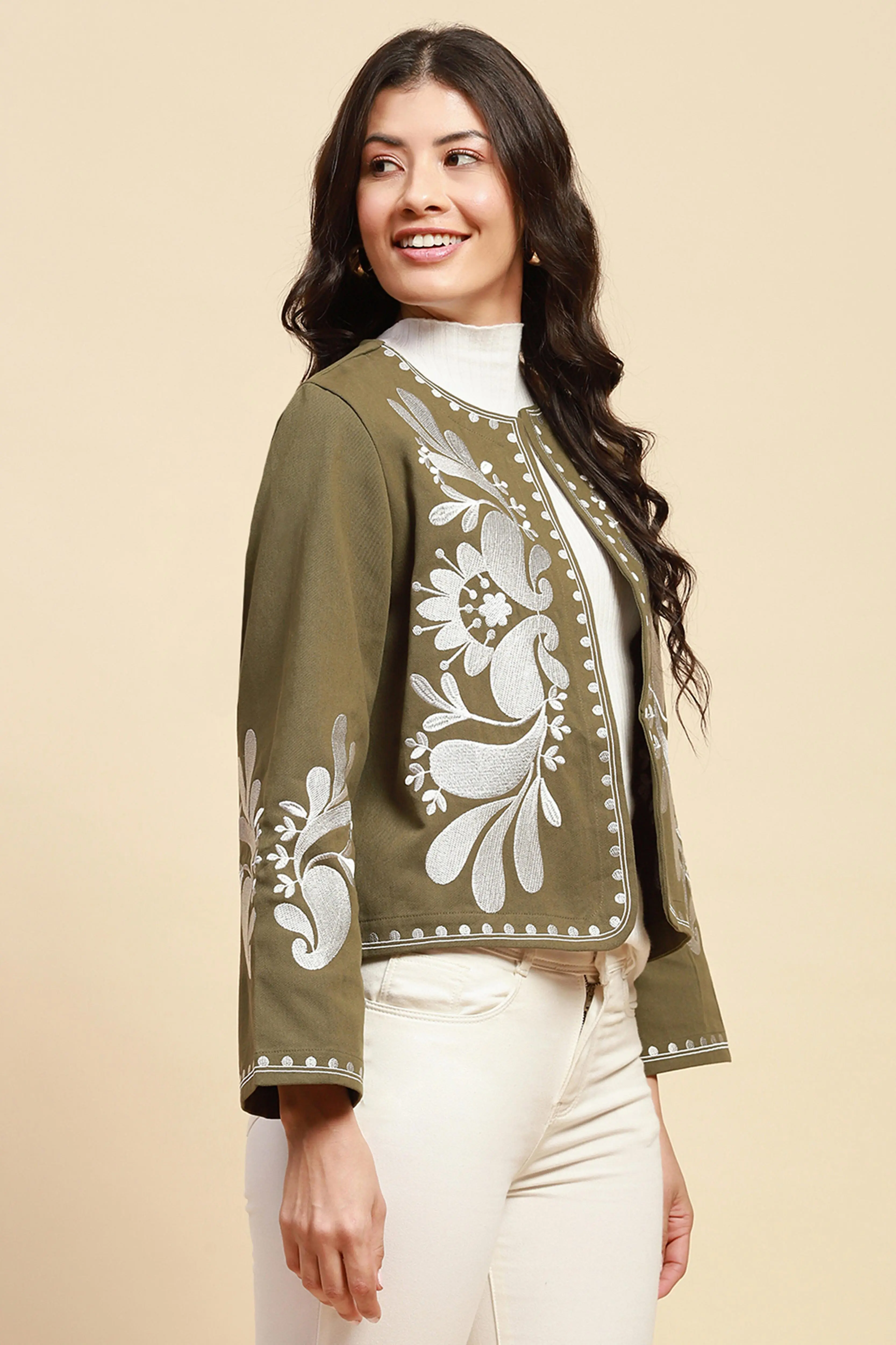 Sage Green Cotton Shrug - Image 3