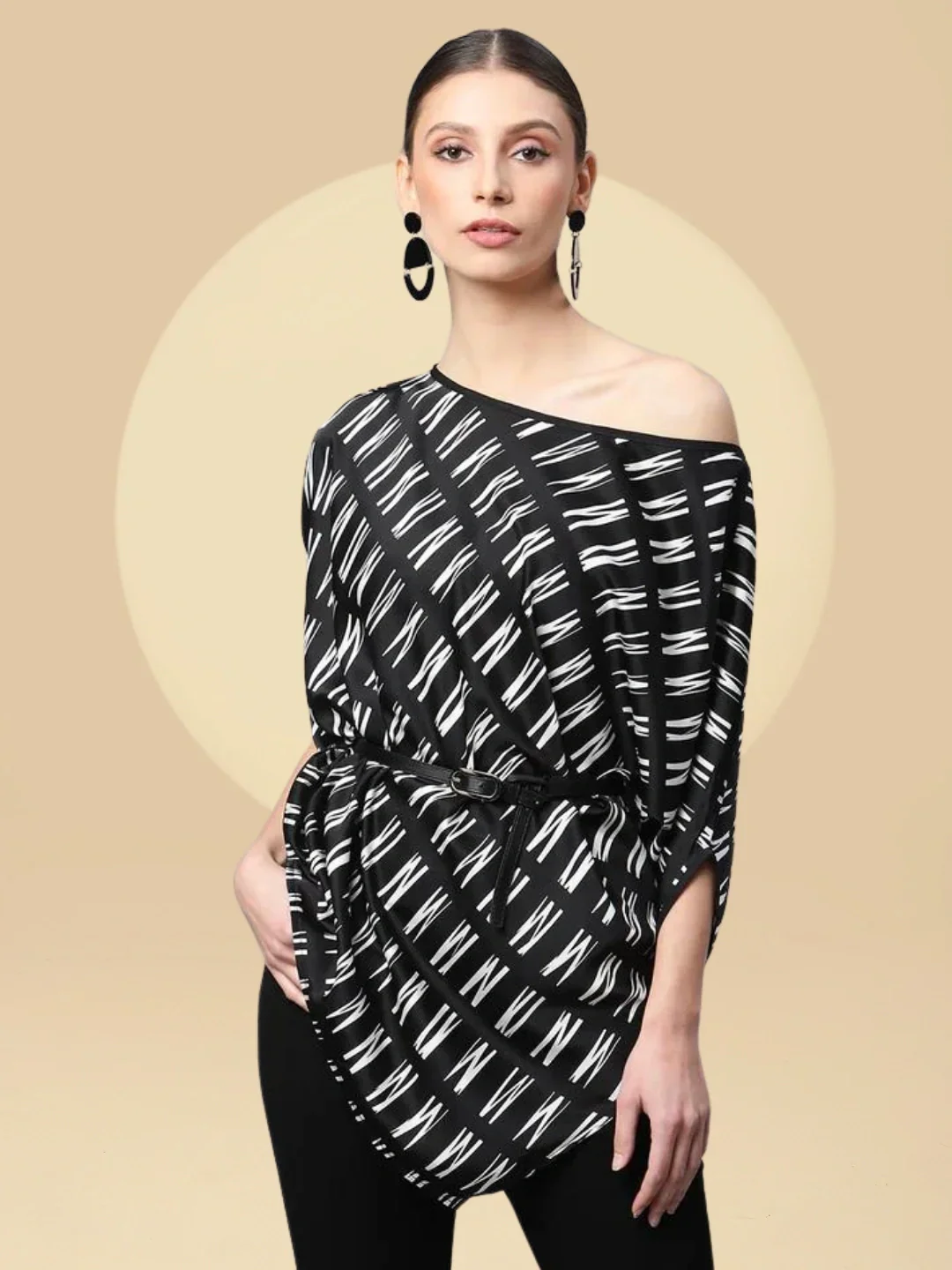 Satin Asymmetric Hem Off-Shoulder Top - Image 14
