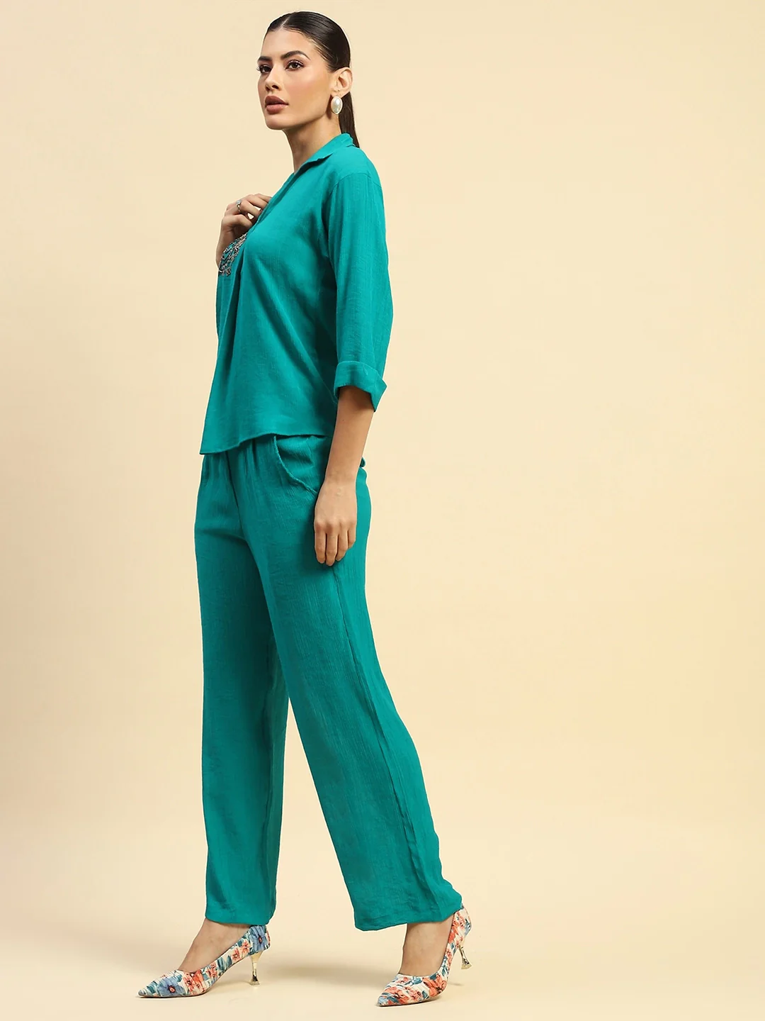 Embroidered Viscose Co-ord Set - Image 9