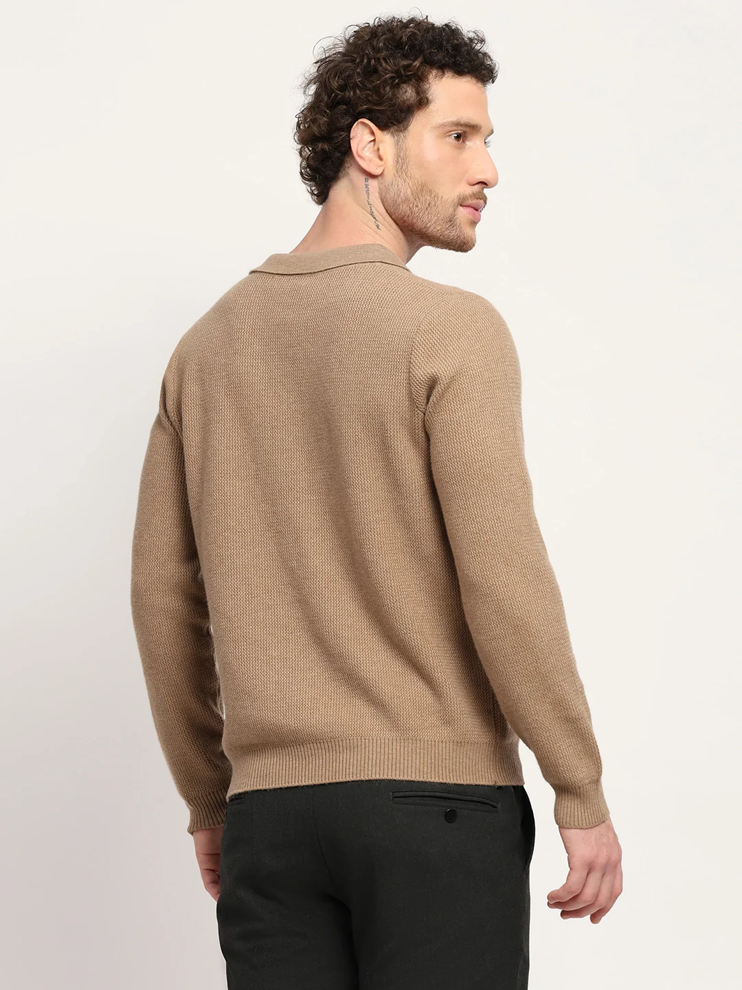 Self-Design Beige Pullover - Image 11