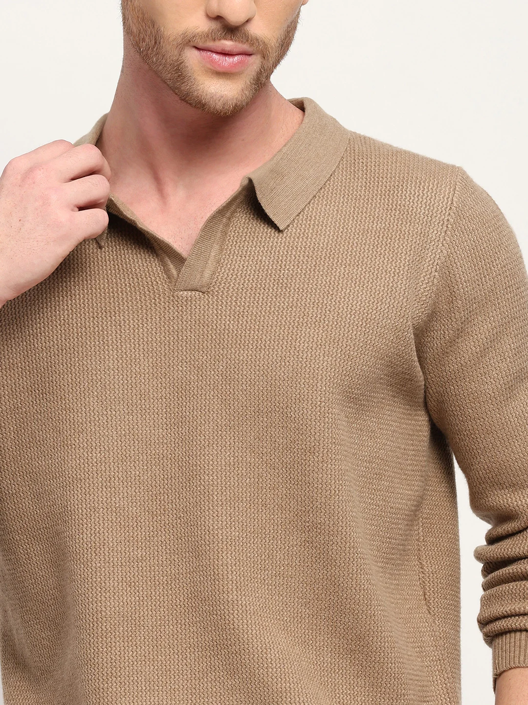 Self-Design Beige Pullover - Image 12