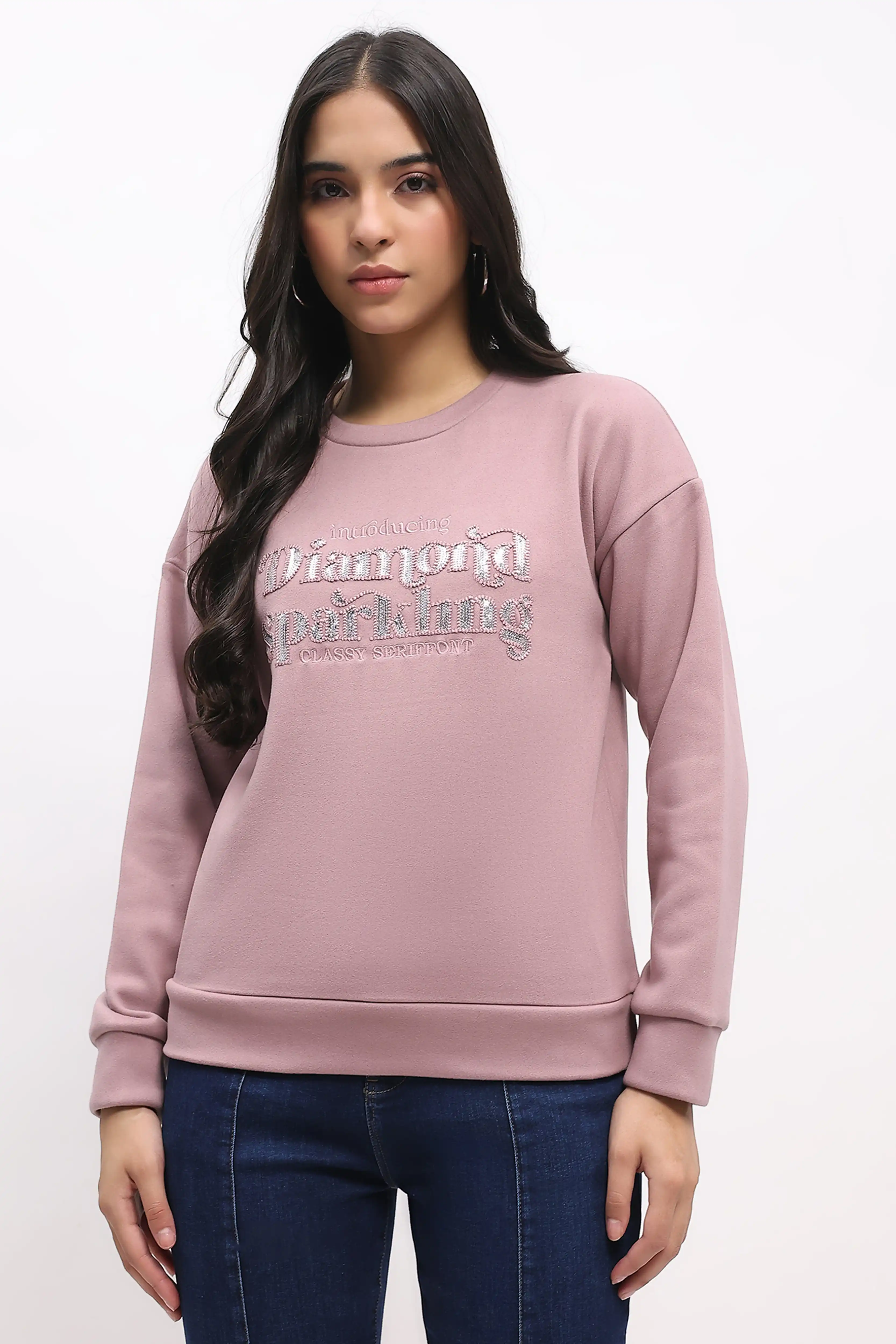 Sequin Embroidered Drop-Shoulder Sweatshirt - Image 2