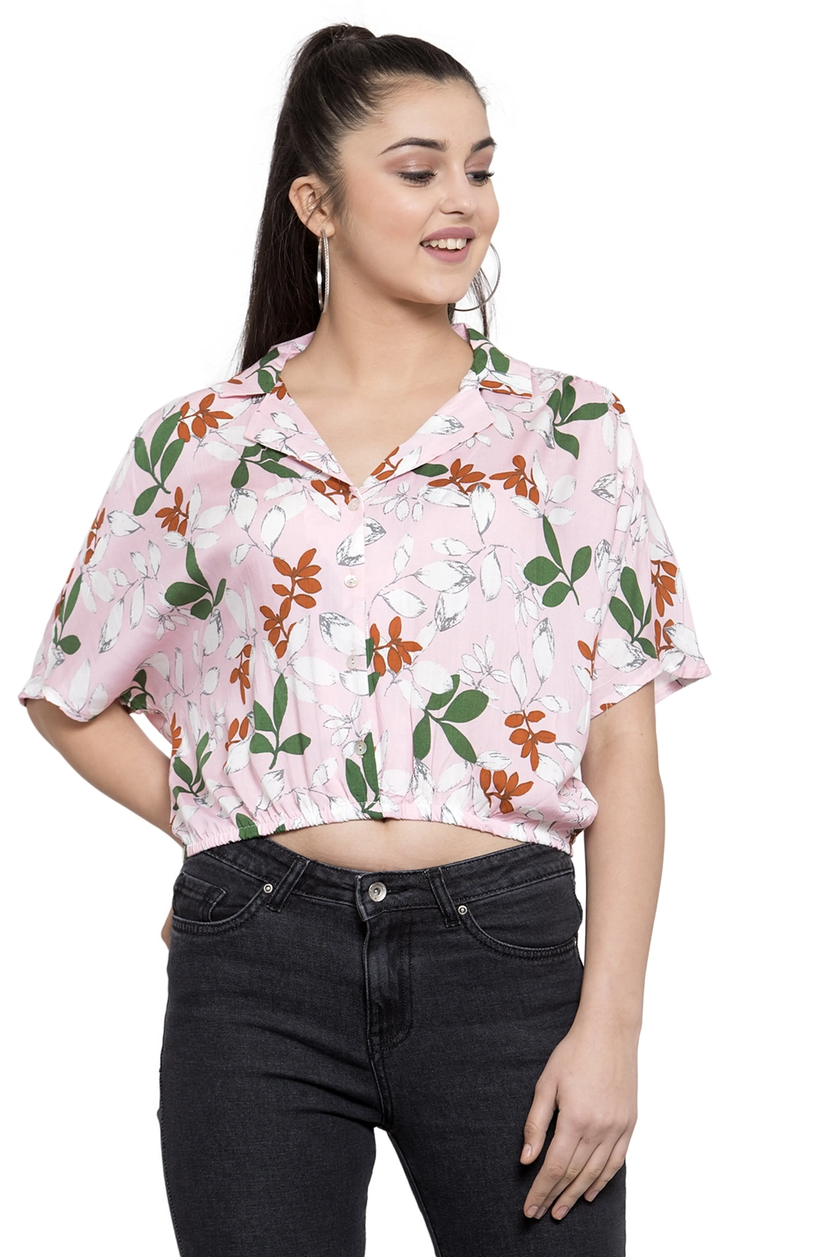 Women Short Sleeve Blouson Tops