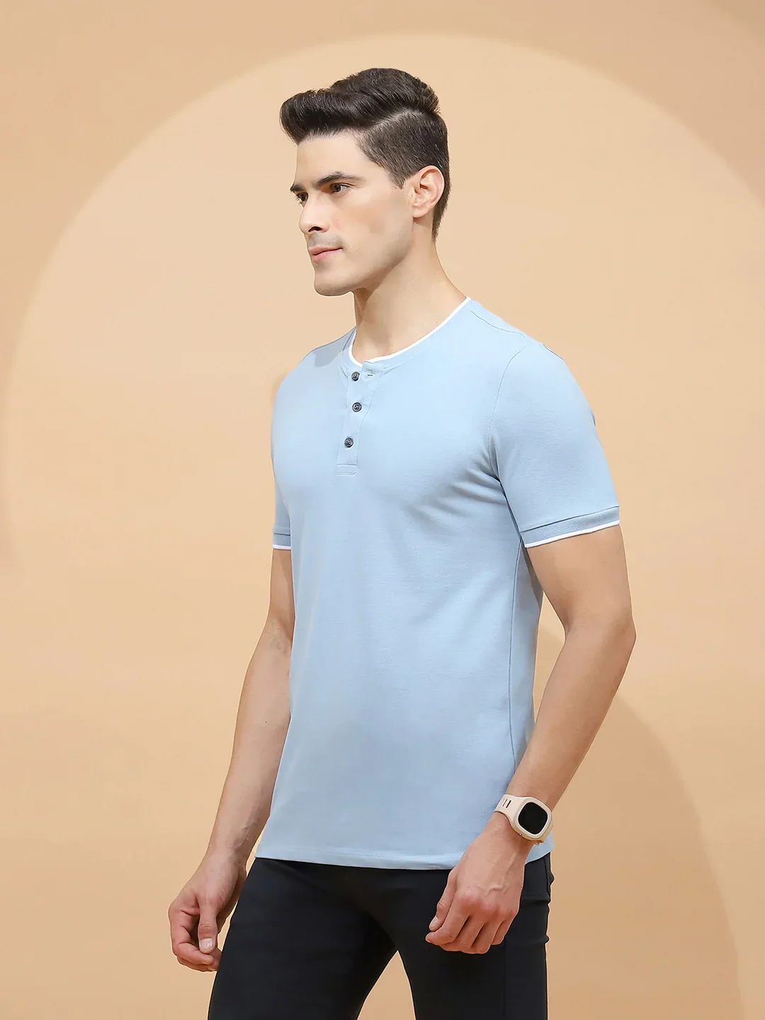 Blue Regular Fit Cotton Blend T-Shirt - Image 9