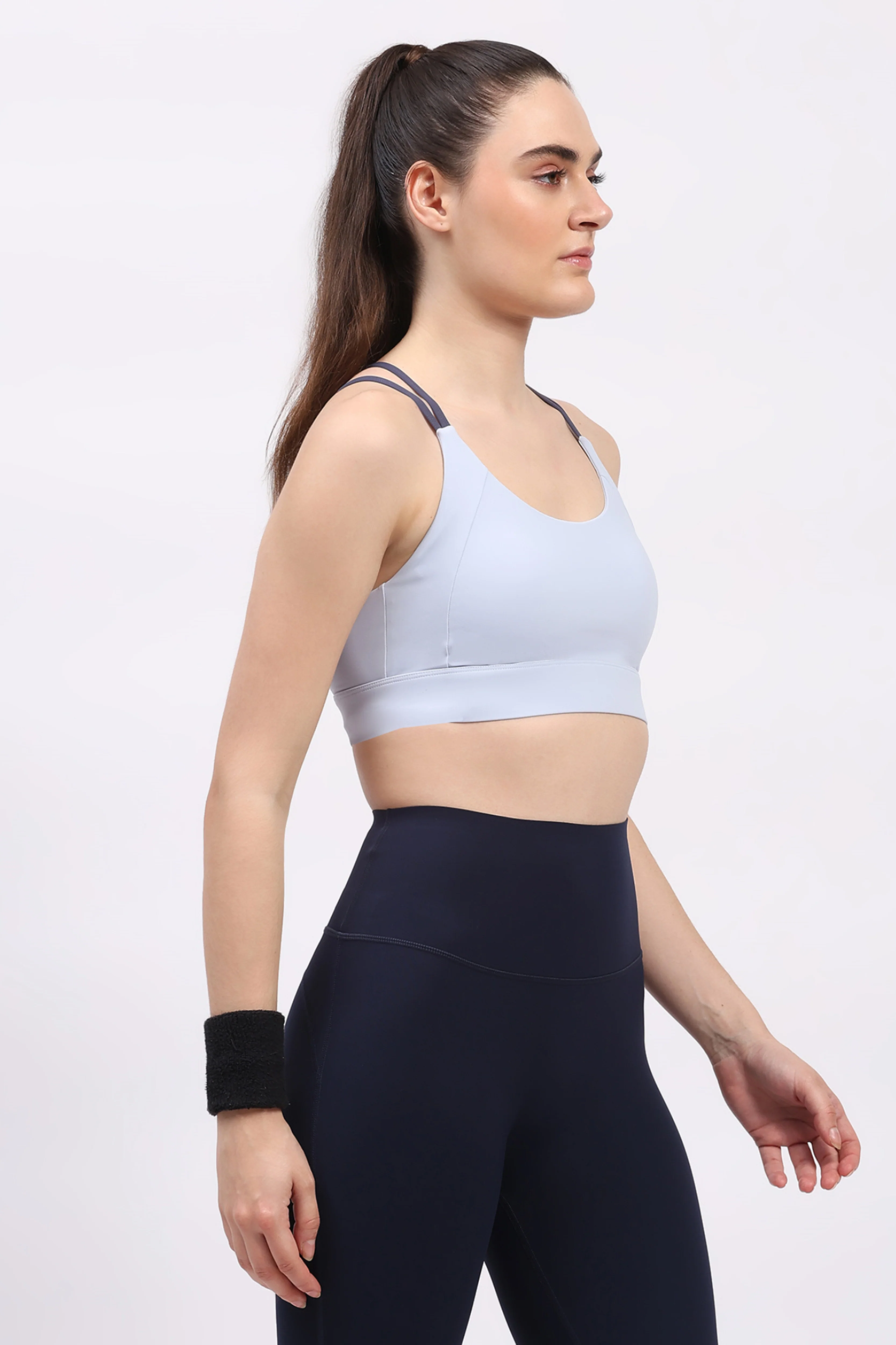 Sky Blue Criss-Cross Back Sports Bra - Image 2