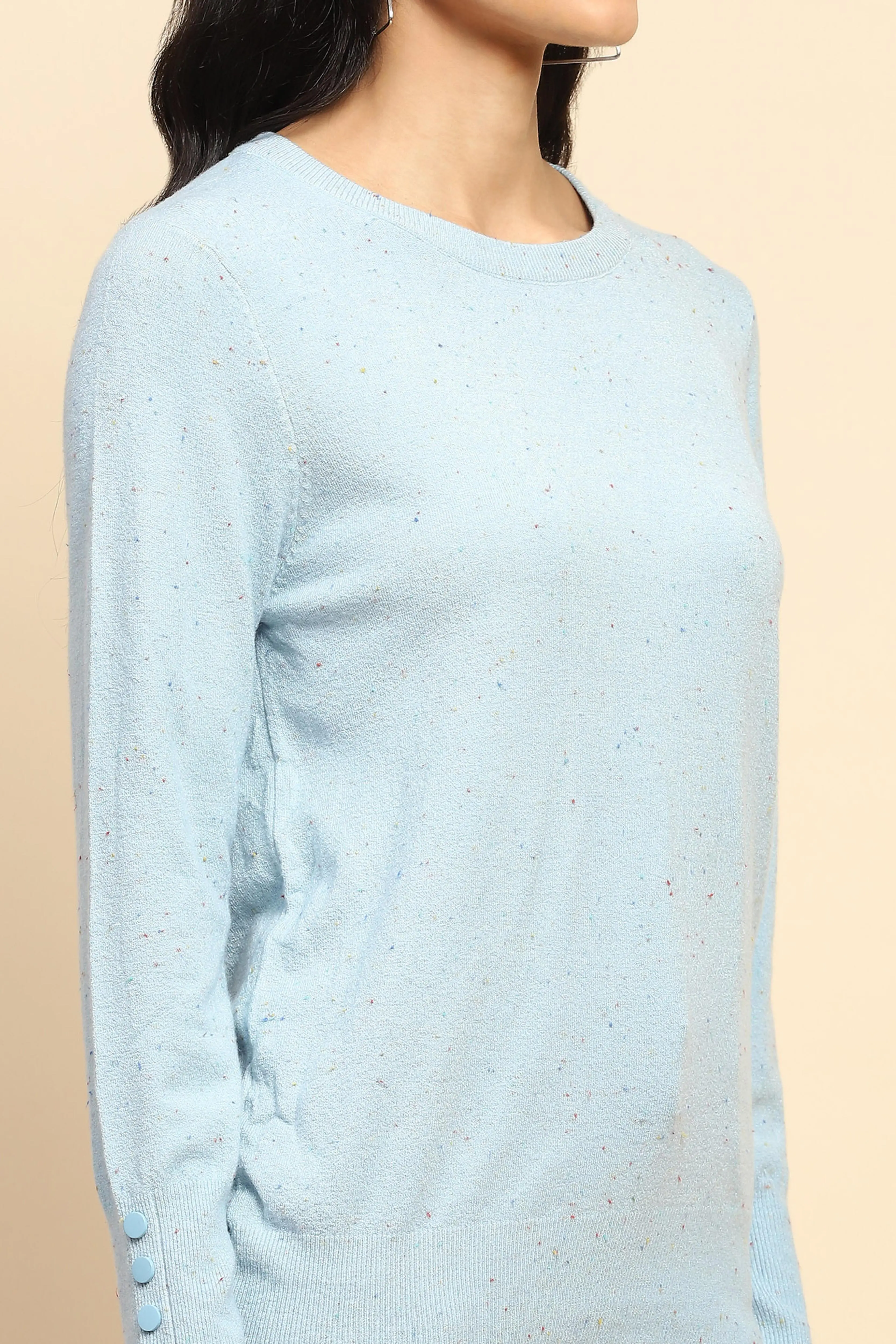 Sky Blue Viscose Blend Pullover - Image 5