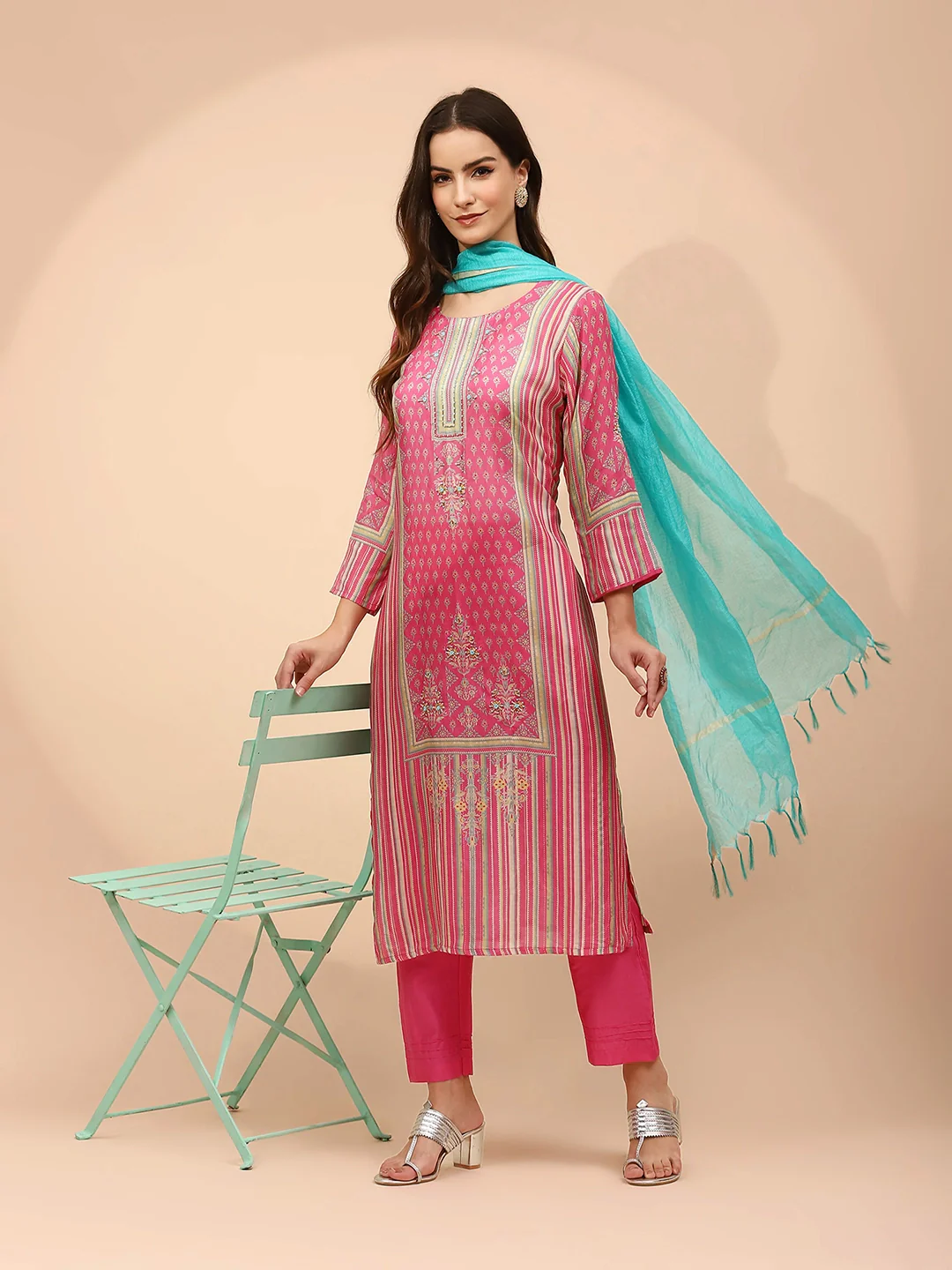 Pink Muslin Embellished Suit Set - Image 14
