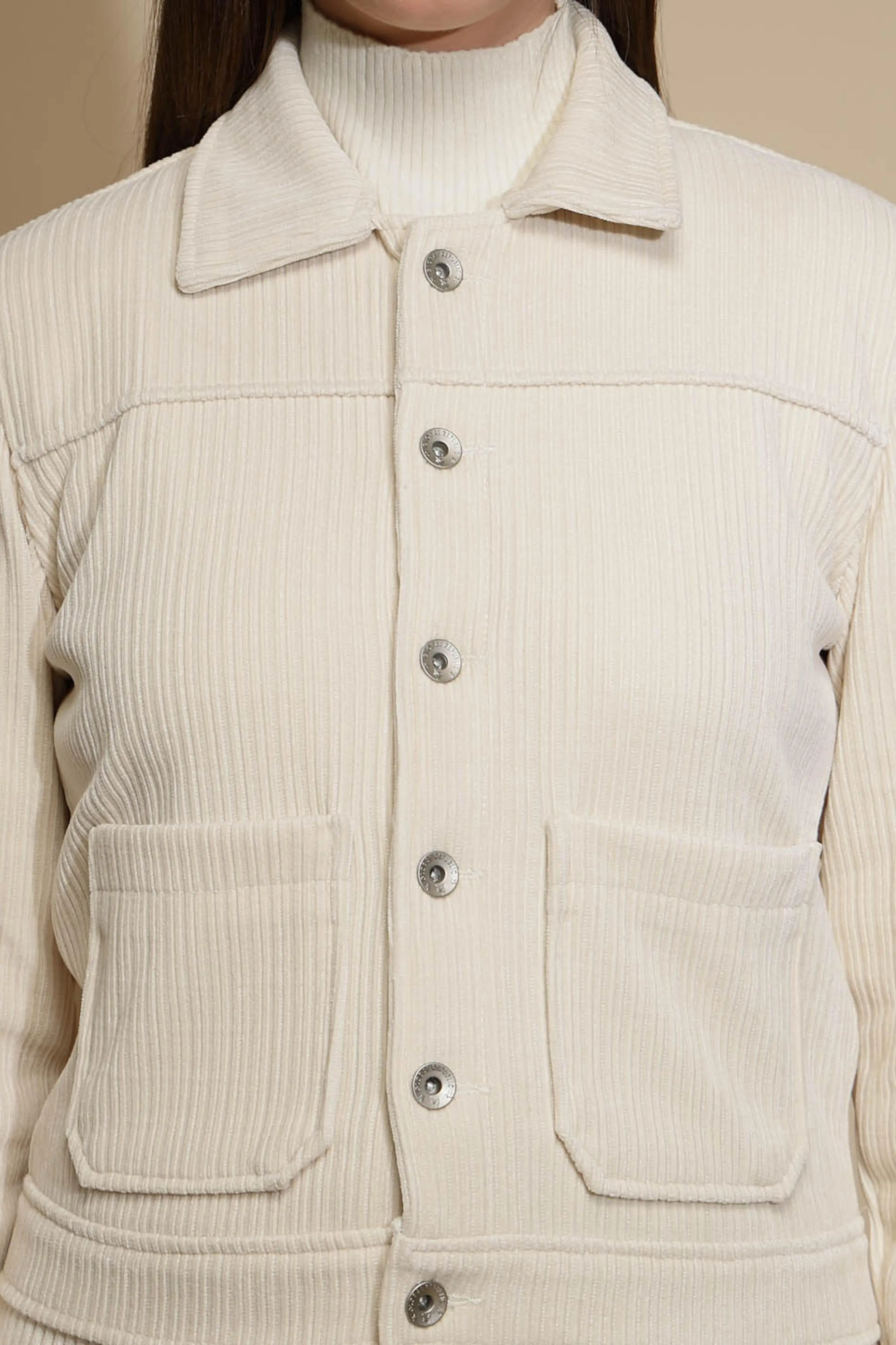 Beige Corduroy Suede Jacket - Image 5