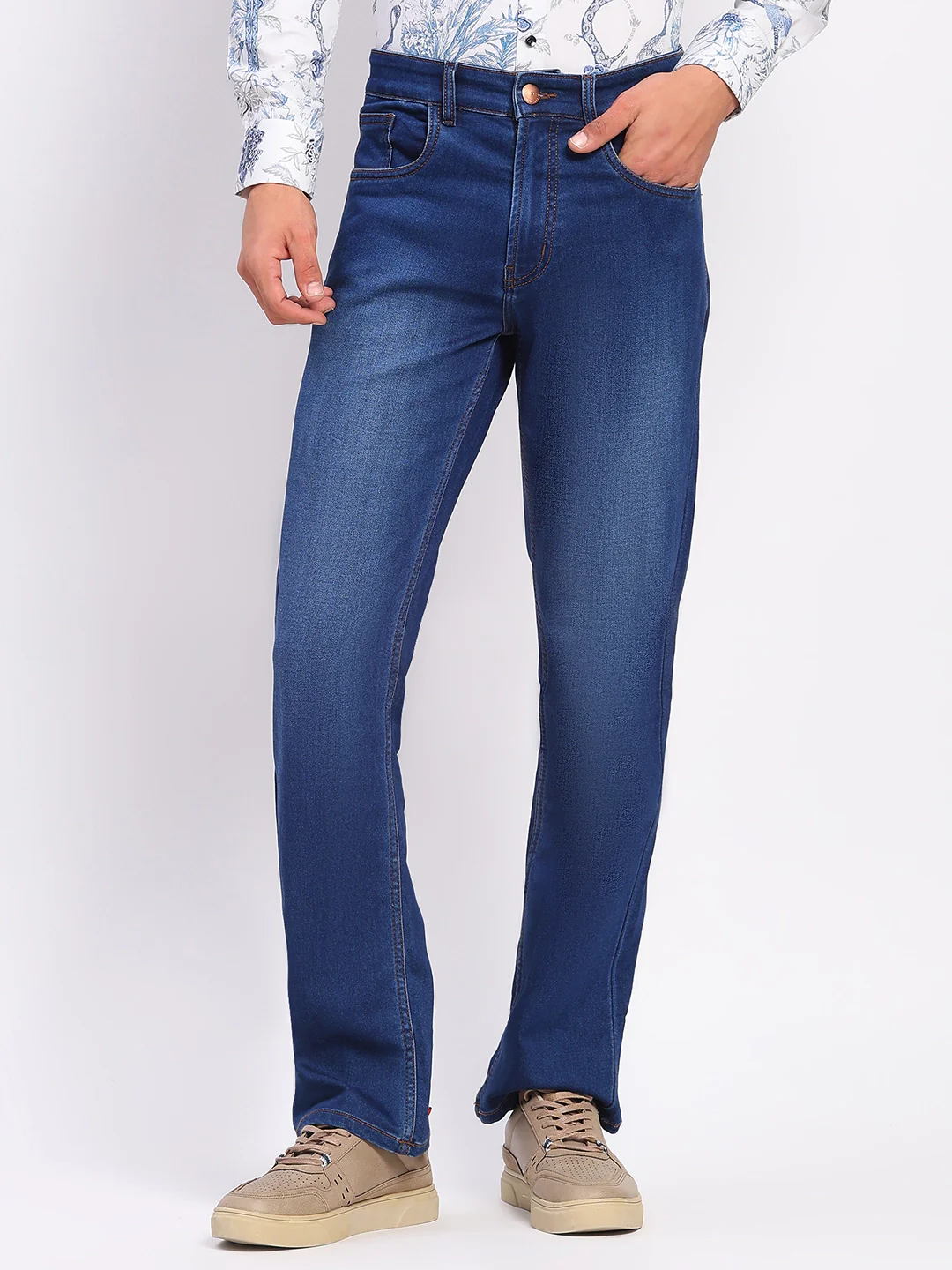 Stretchable Dark Blue Cotton Jeans - Image 5