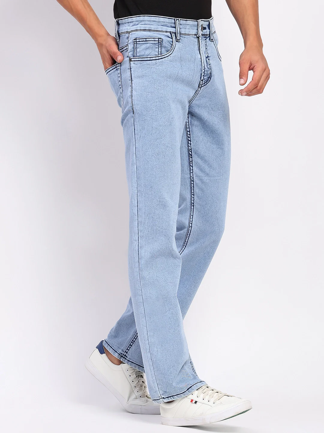 Stretchable Light Blue Cotton Jeans - Image 6