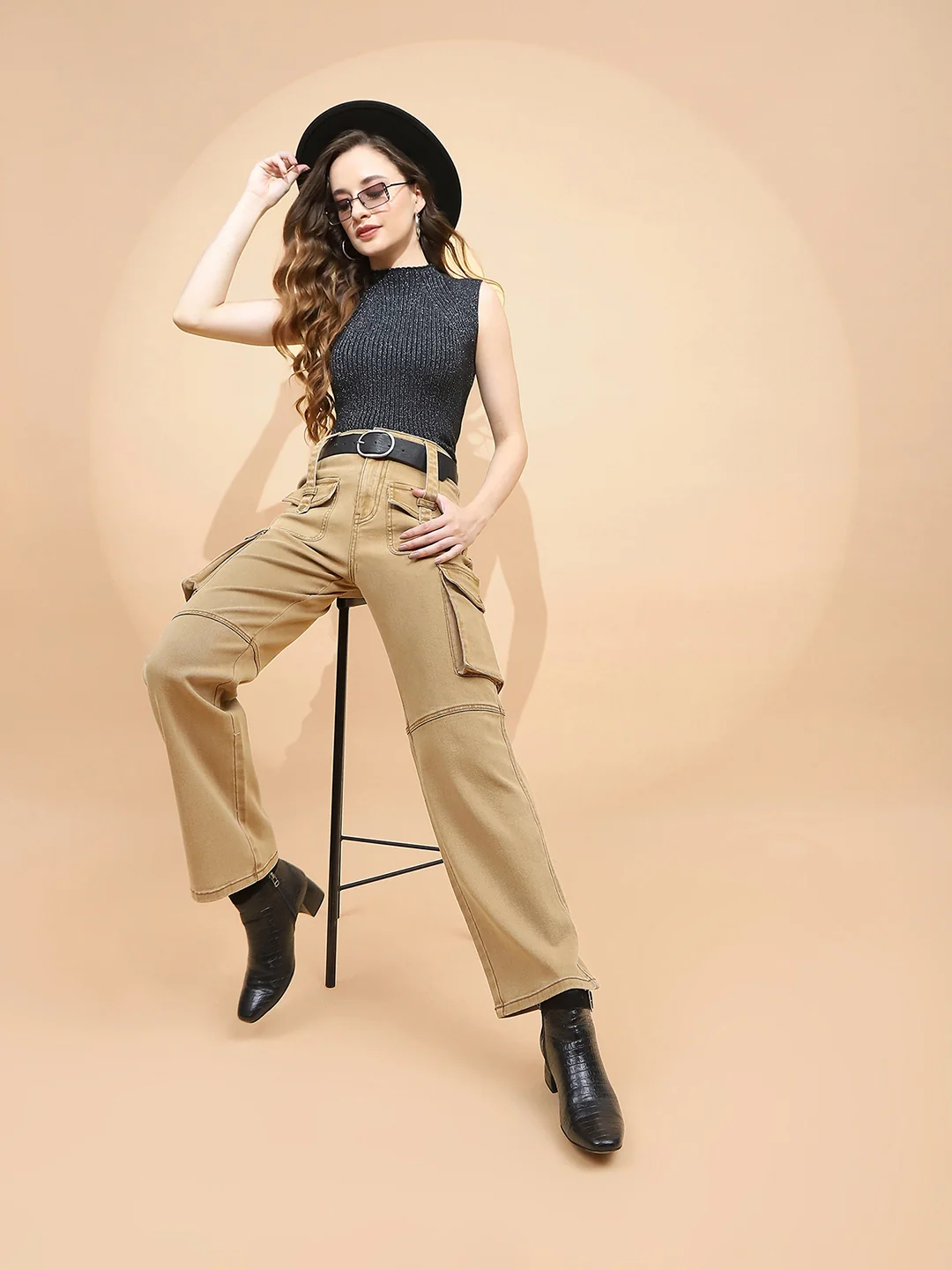 Tan Brown Cotton Regular Fit Cargo - Image 12