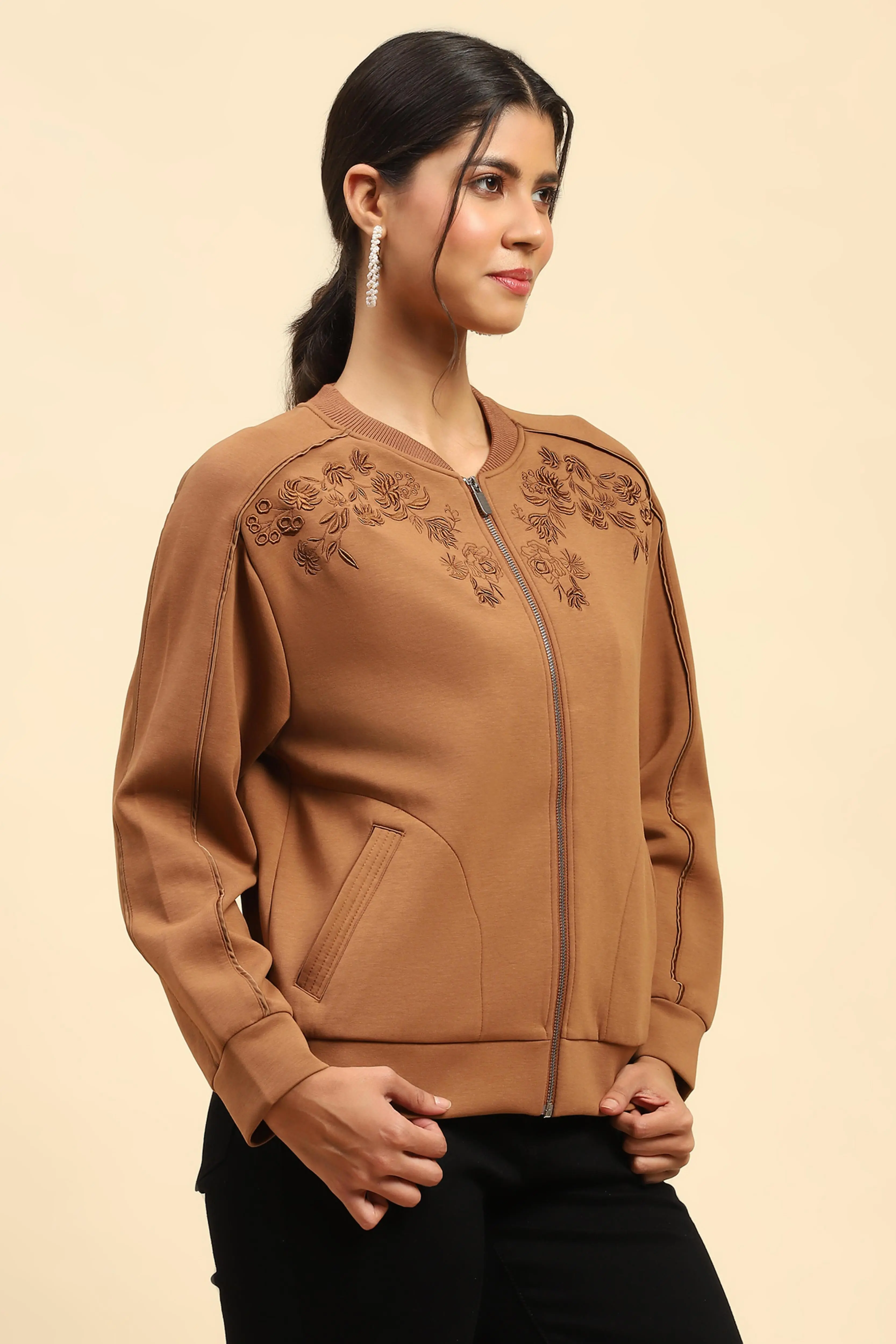 Tan Embroidered Sweatshirt - Image 3