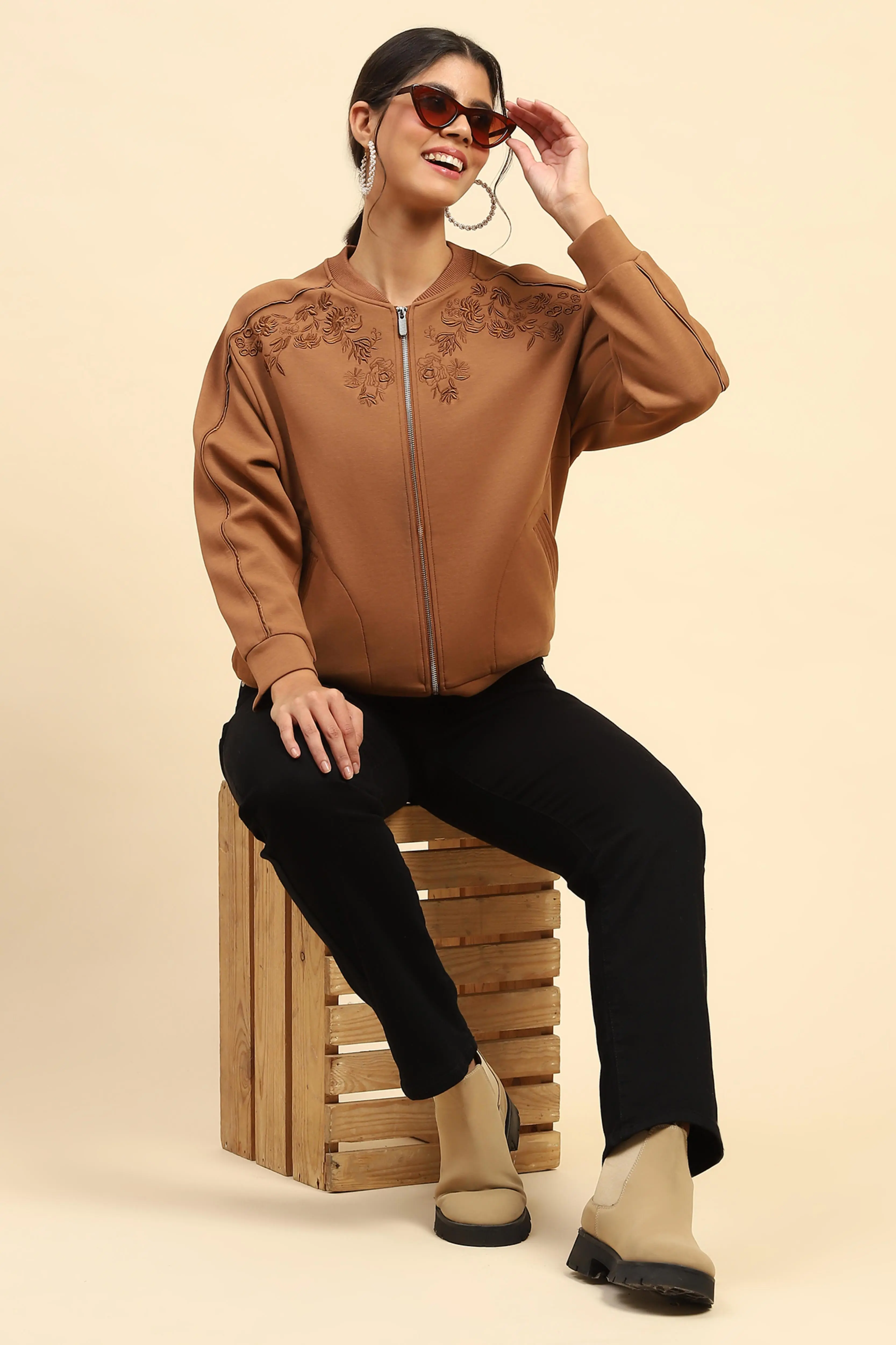 Tan Embroidered Sweatshirt - Image 6