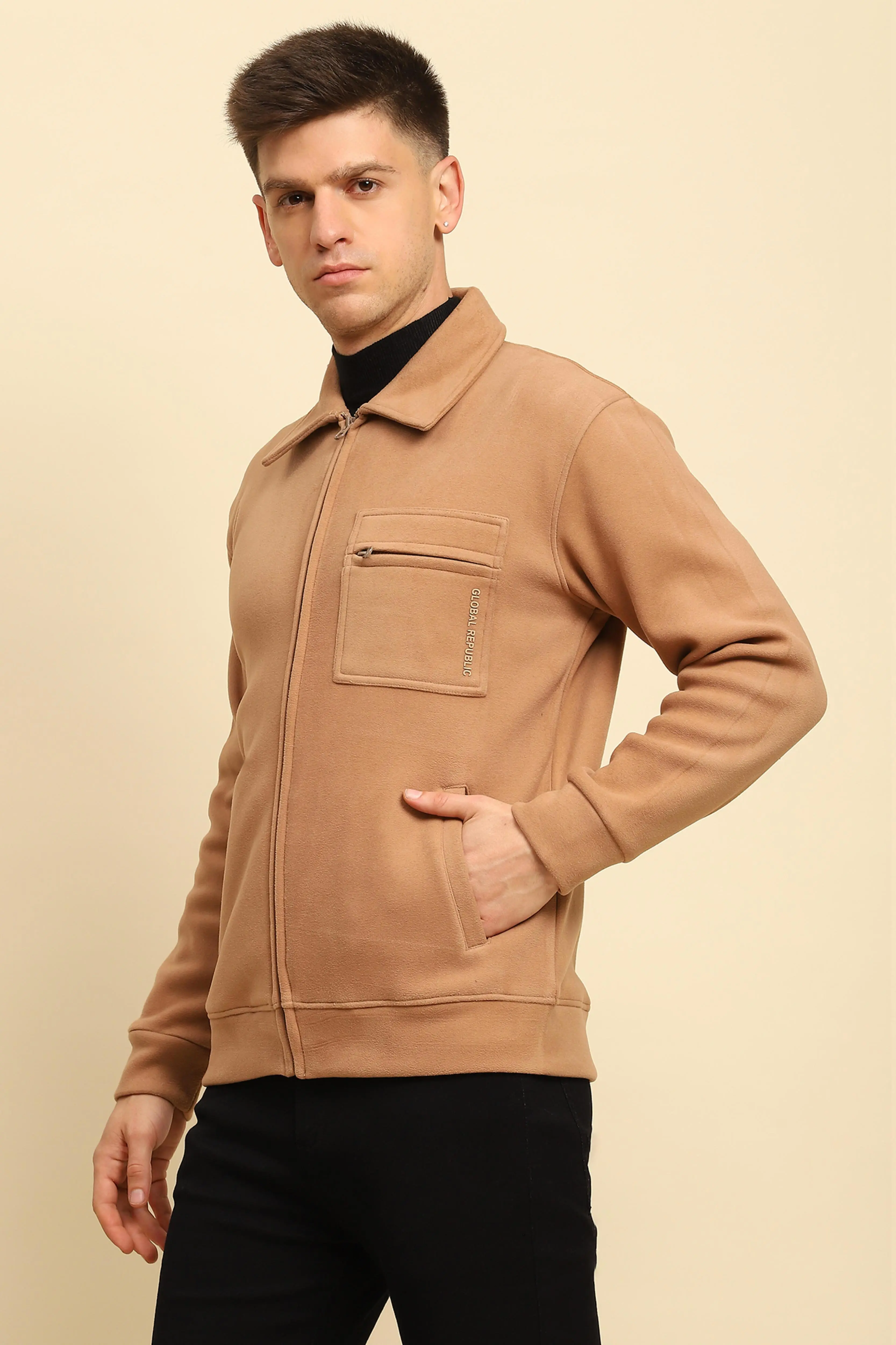 Tan Solid Jacket - Image 2