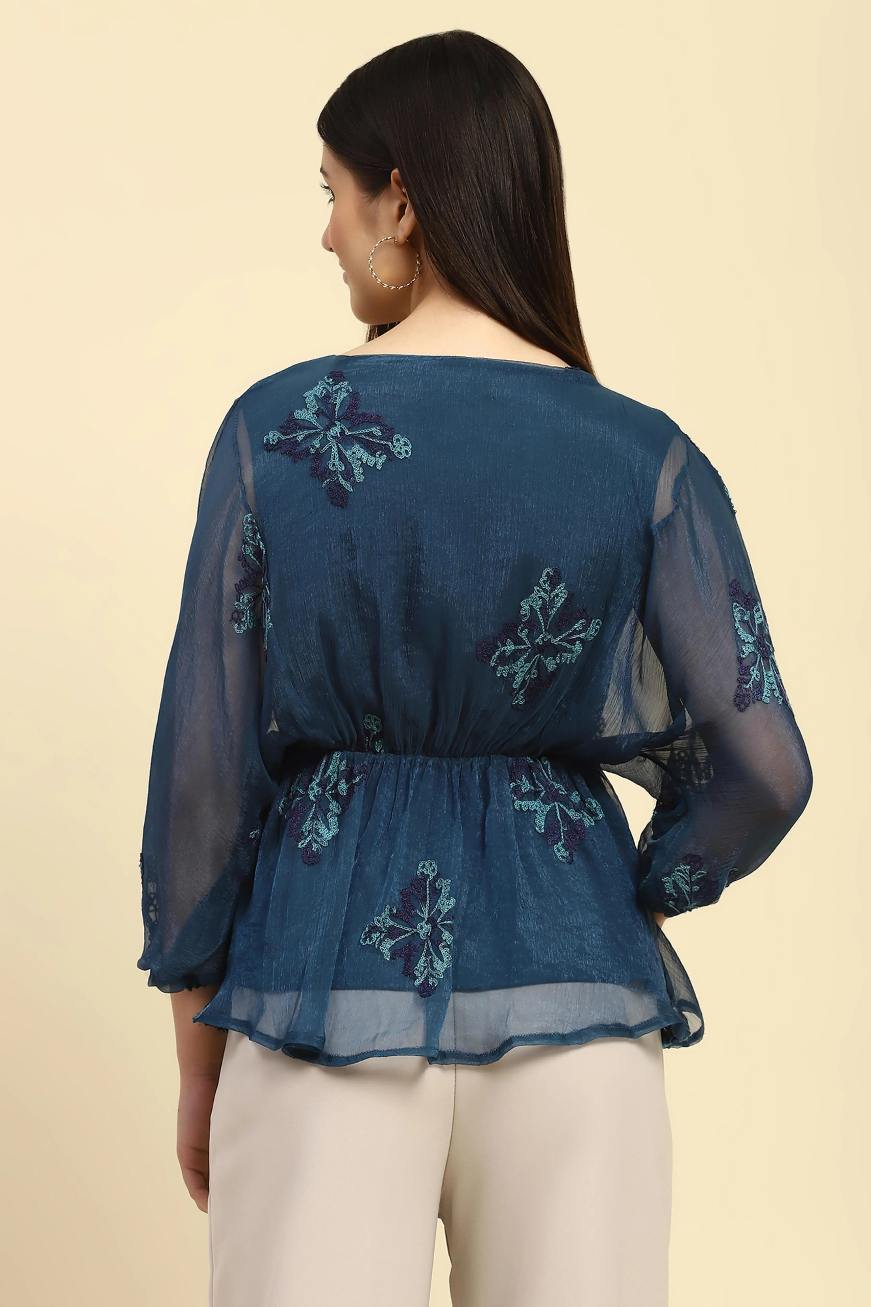 Teal Embroidered Top - Image 4
