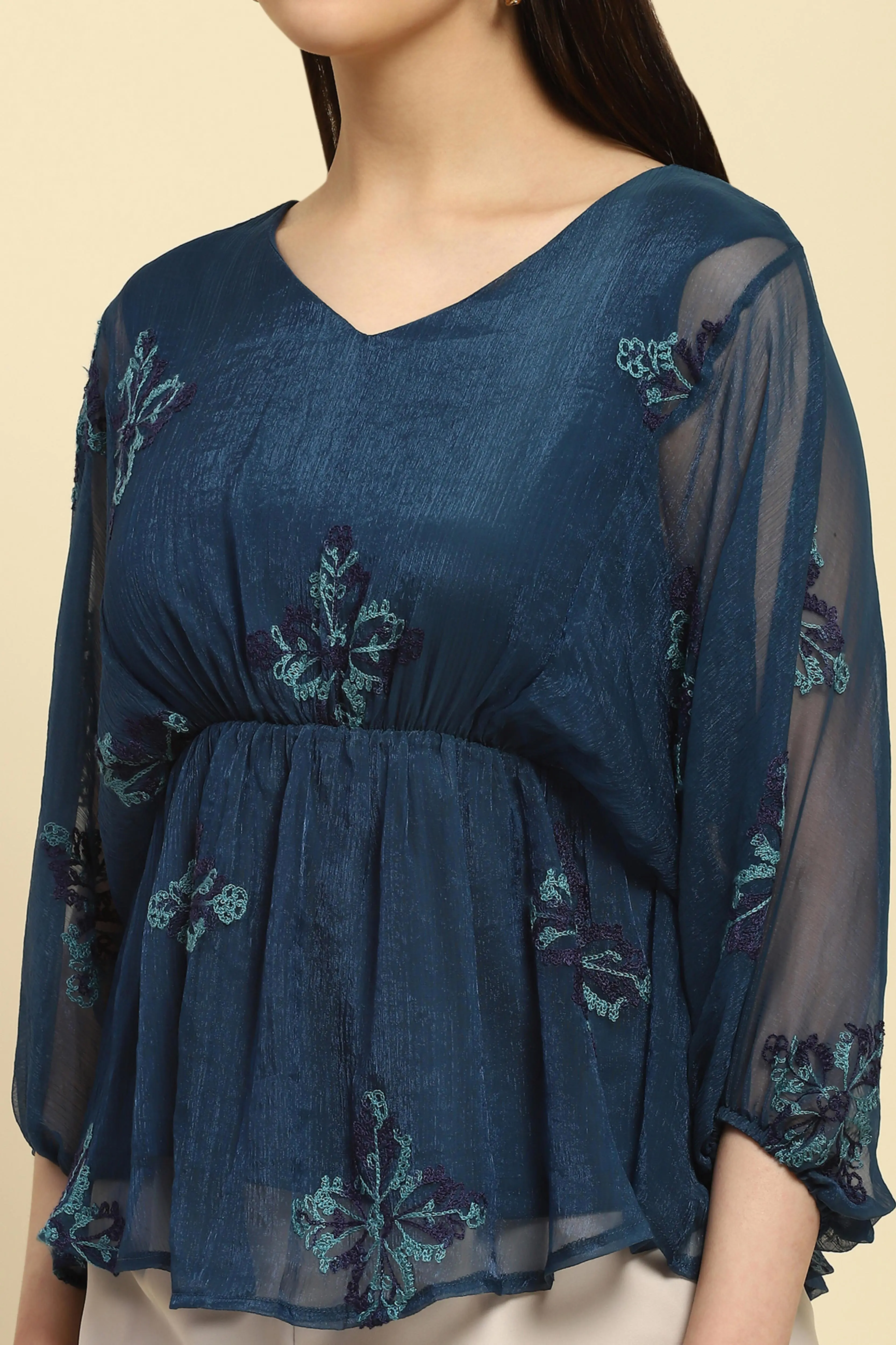 Teal Embroidered Top - Image 5