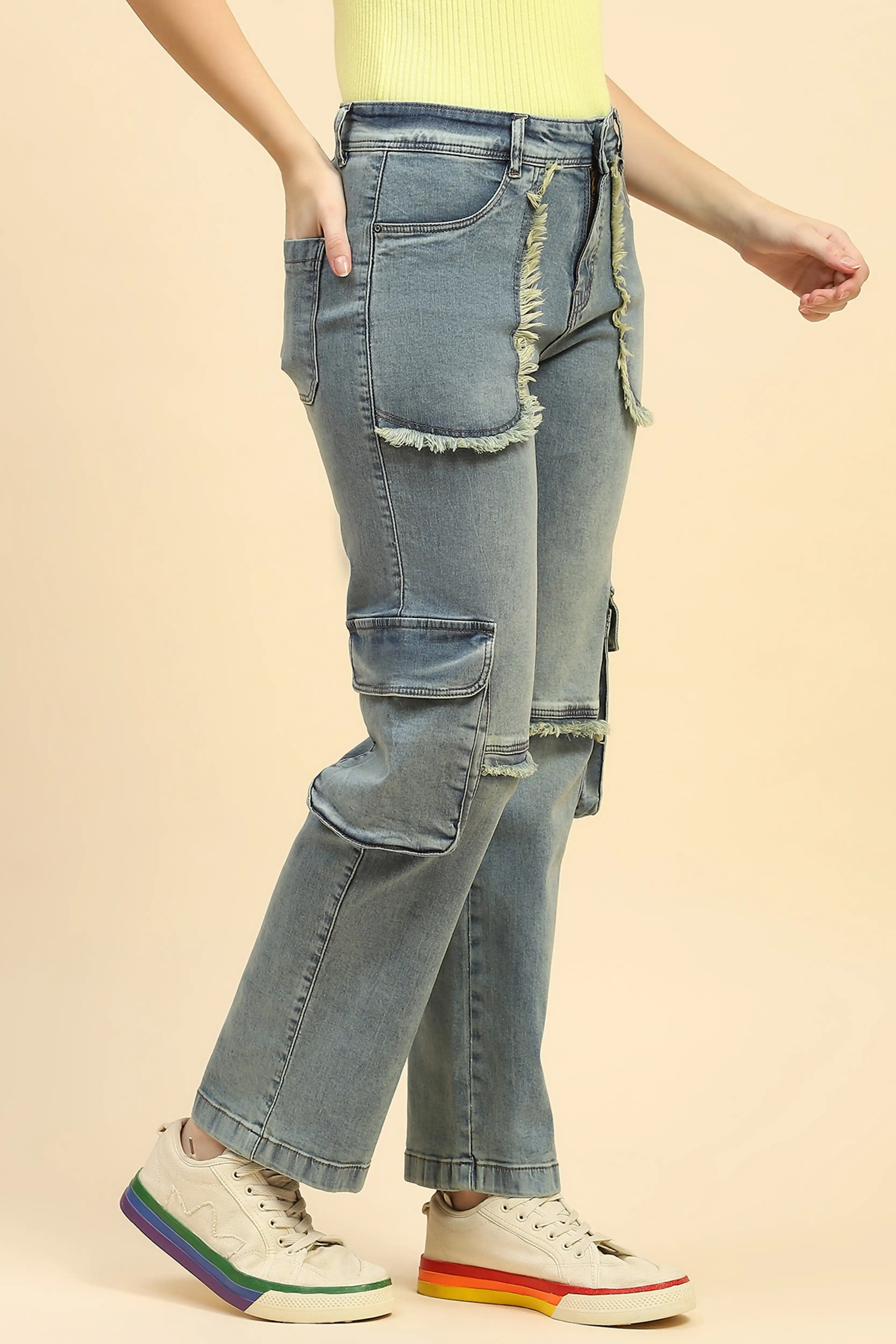 Solid Cotton Blend Cargo - Image 2
