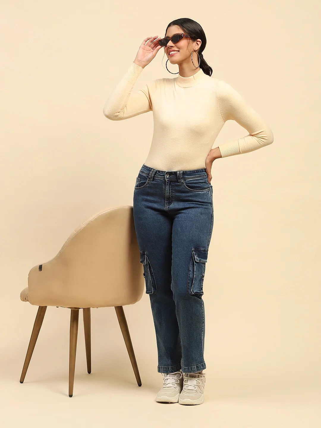Solid Cotton Blend Straight Fit Cargo - Image 12