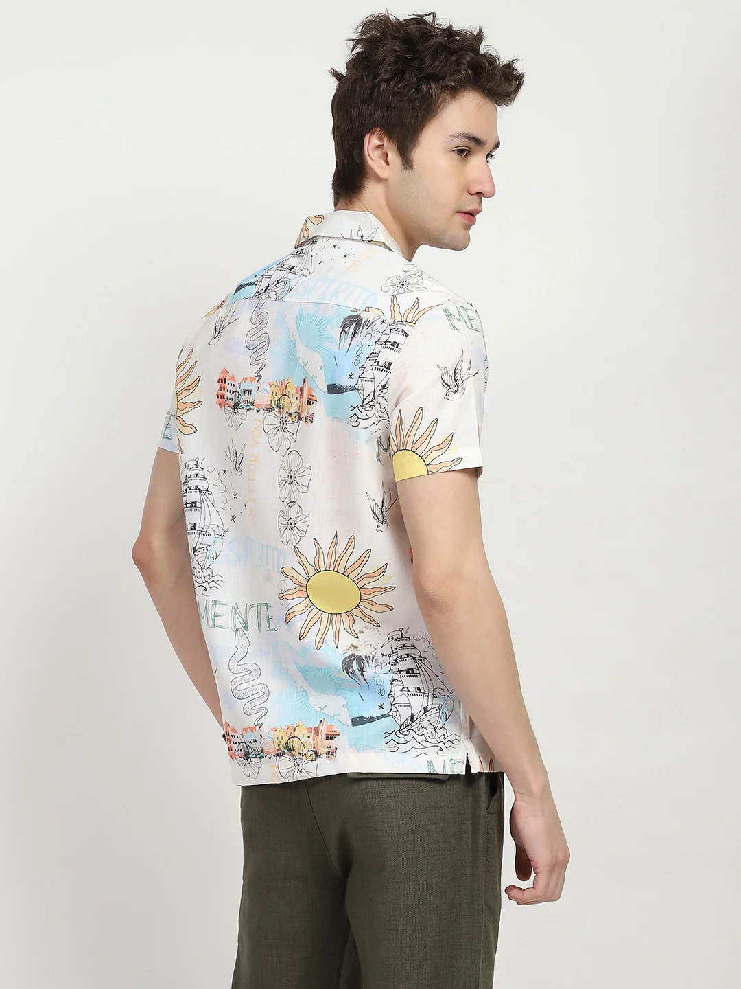 Tropical Print Cotton Shirt - Image 12