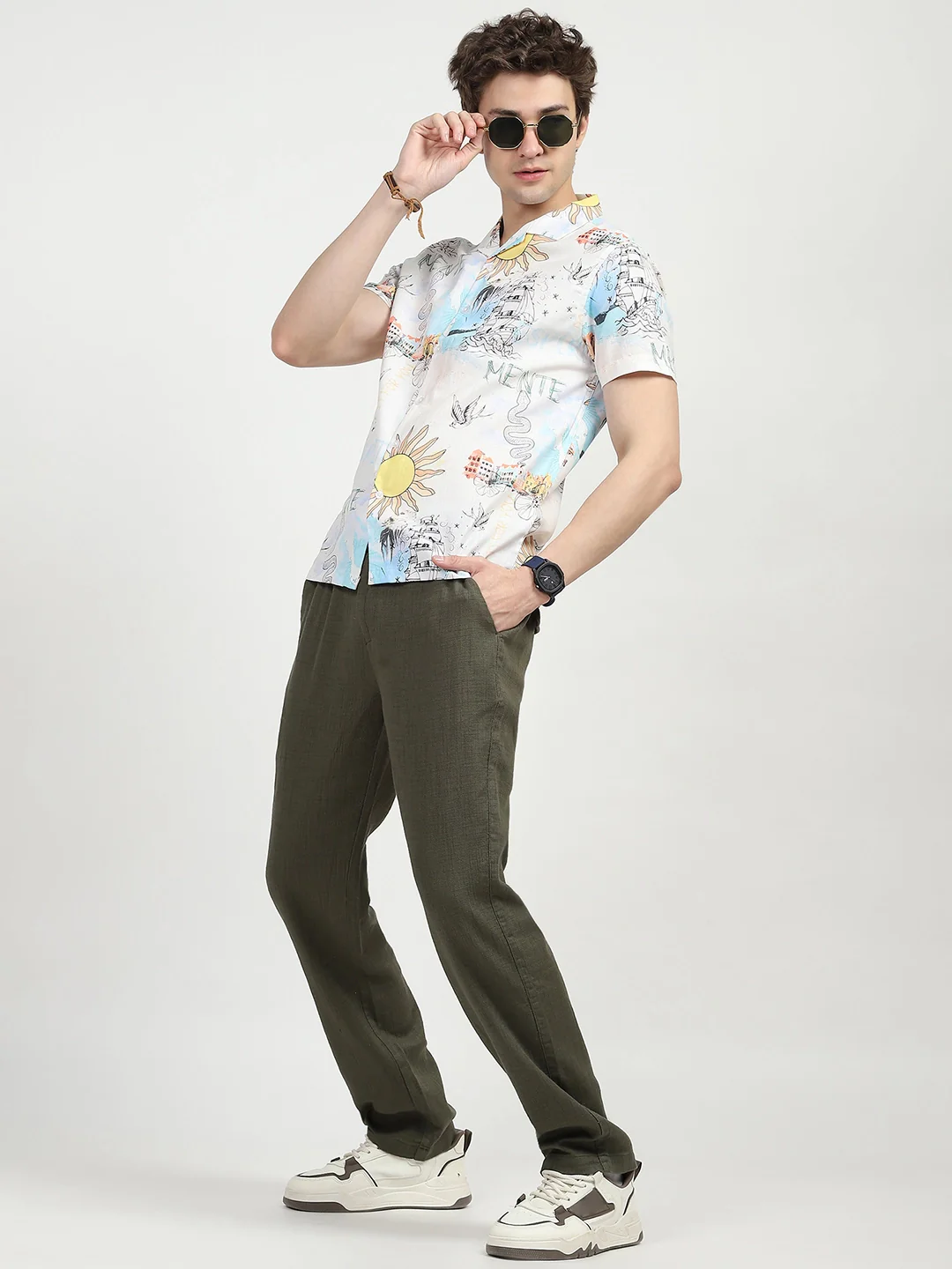 Tropical Print Cotton Shirt - Image 14