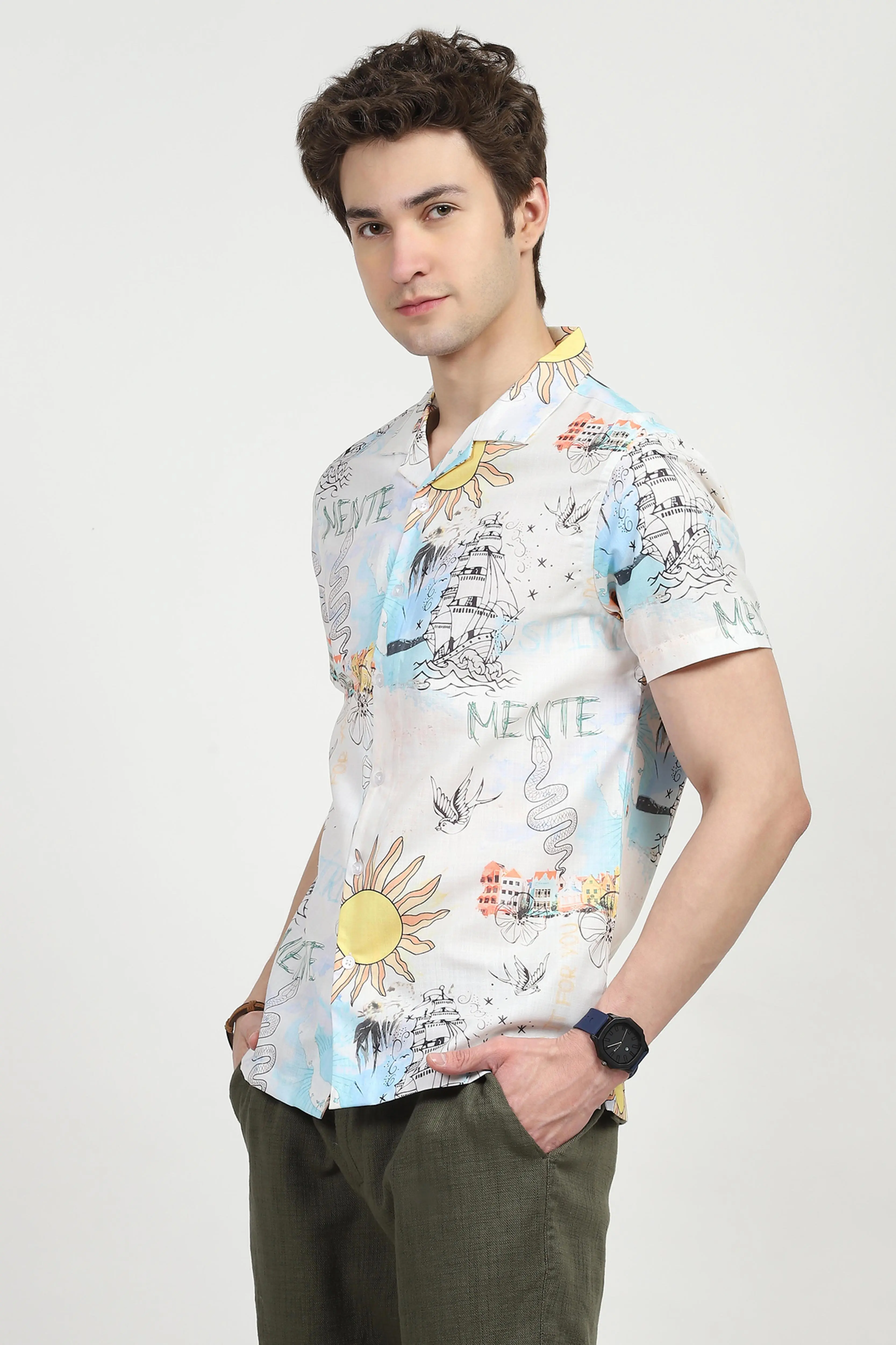 Tropical Print Cotton Shirt - Image 2