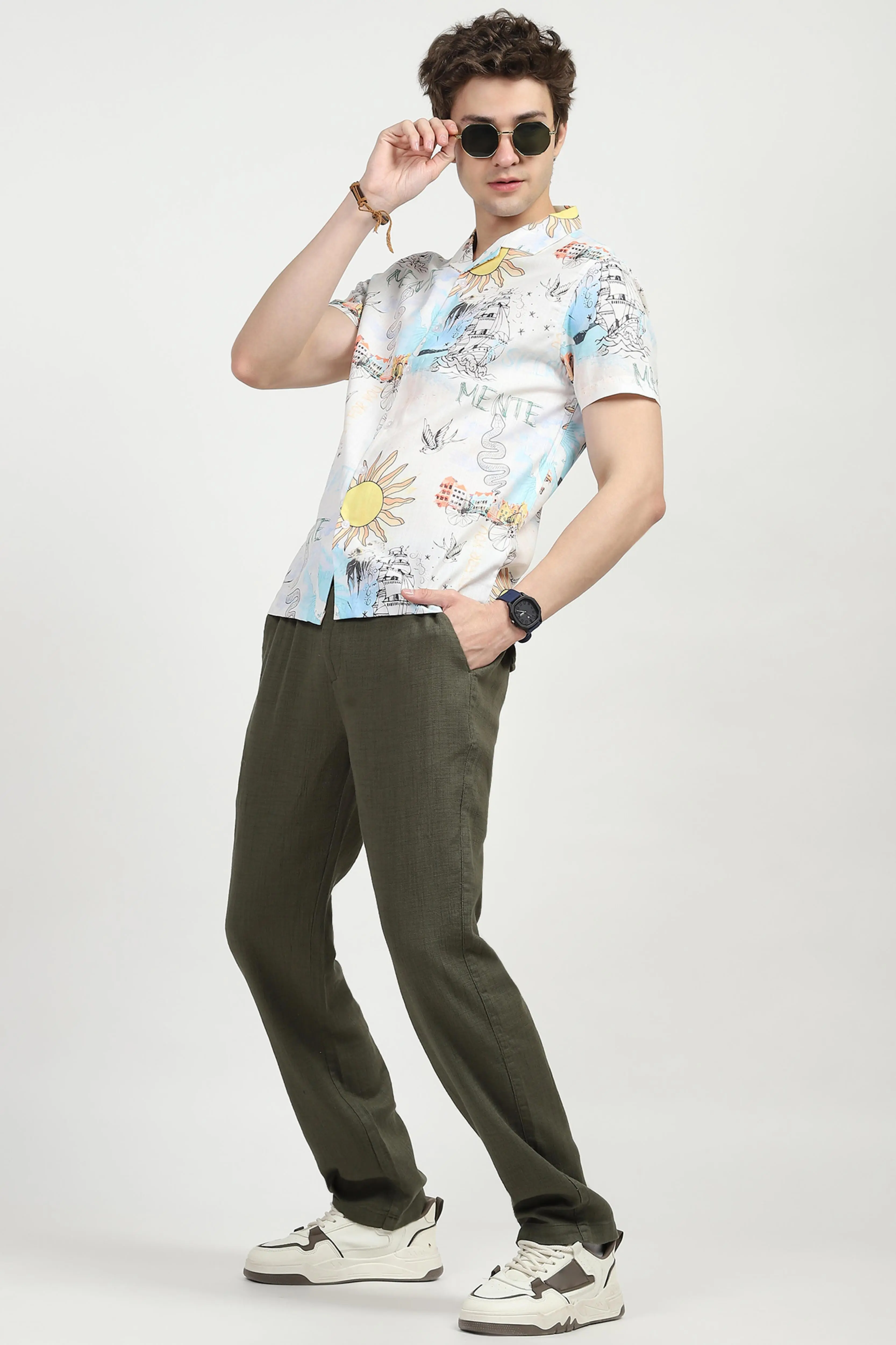 Tropical Print Cotton Shirt - Image 6