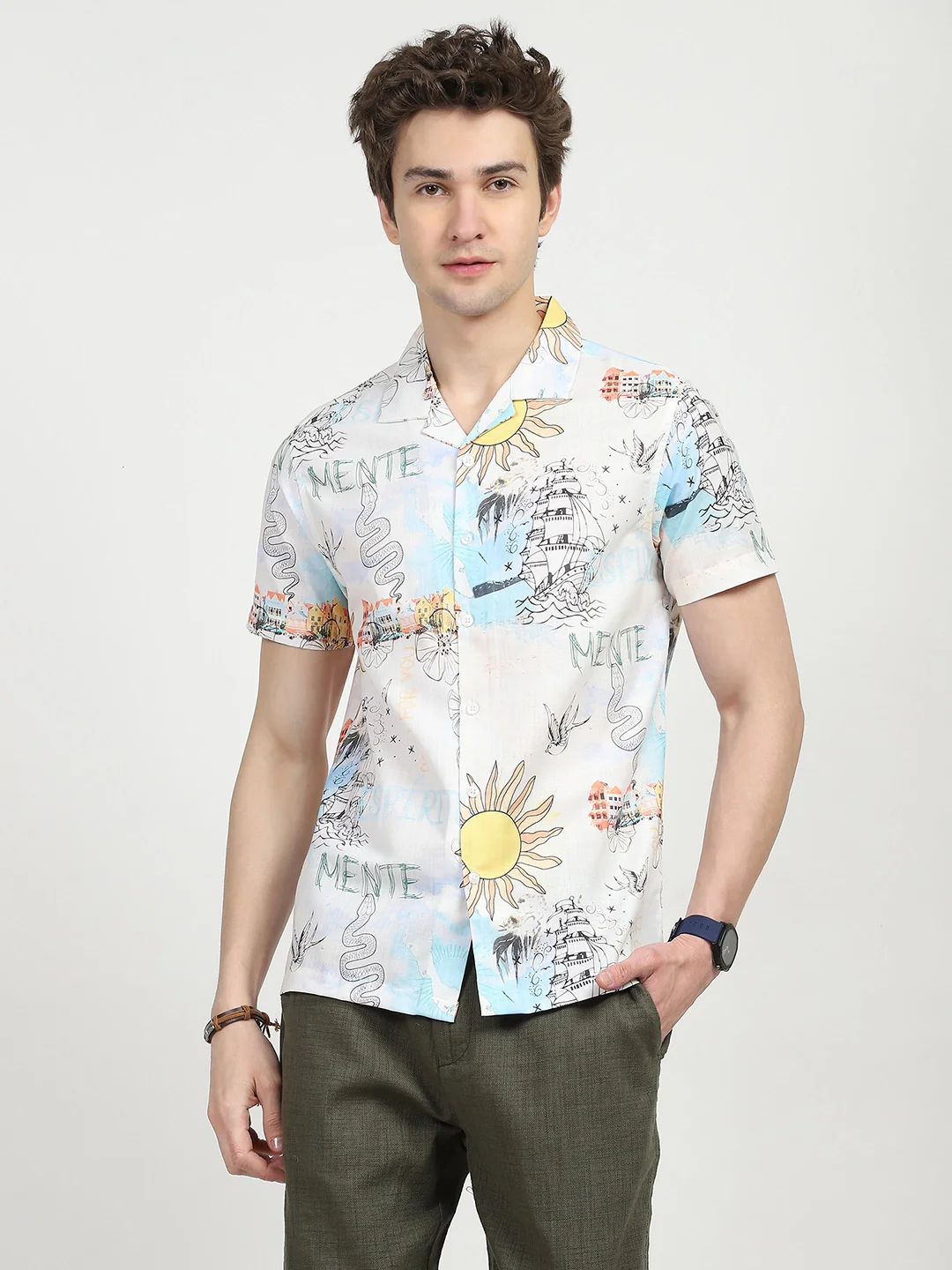 Tropical Print Cotton Shirt - Image 9