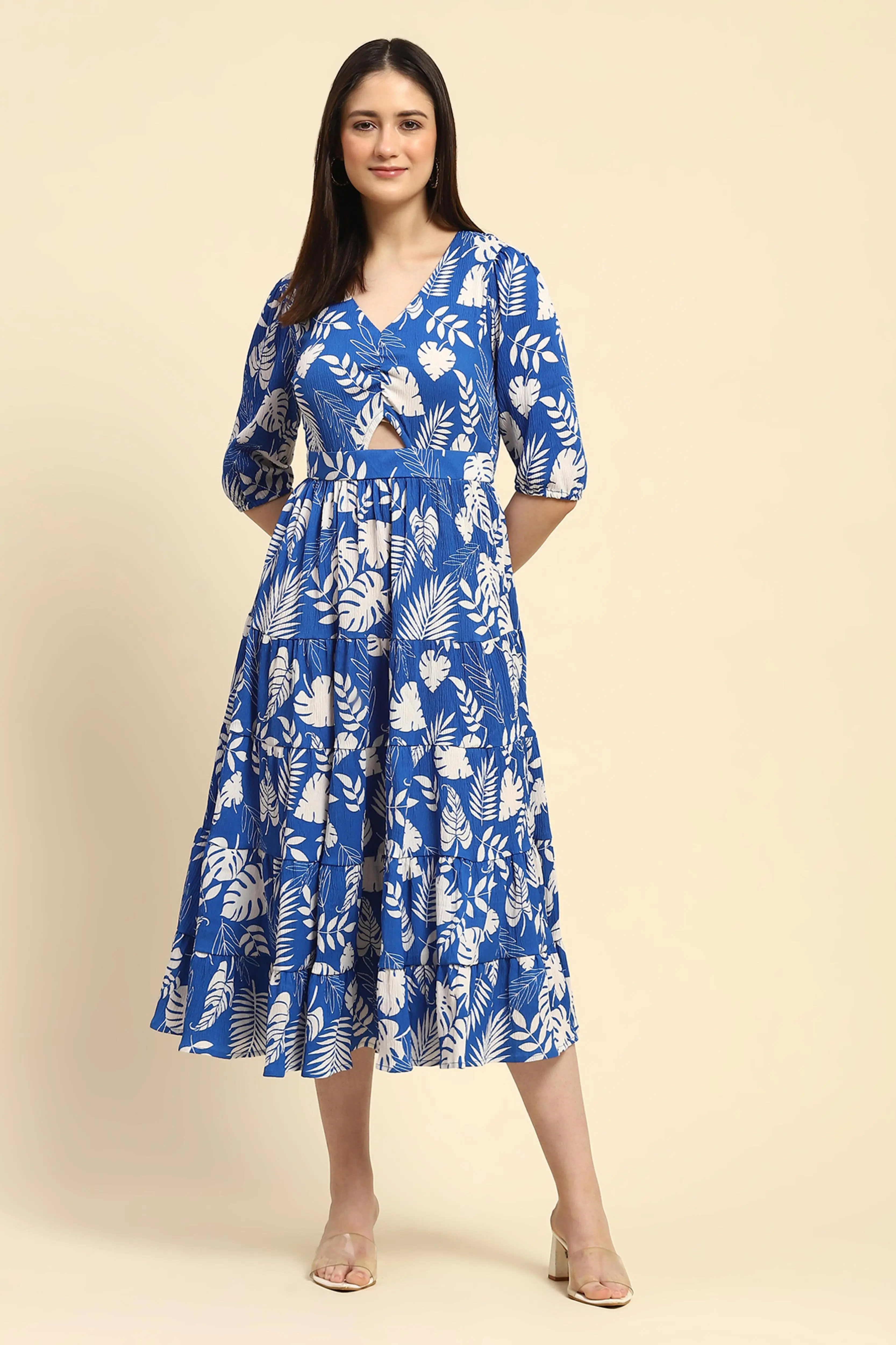 Tropical Print Fit & Flare Dress