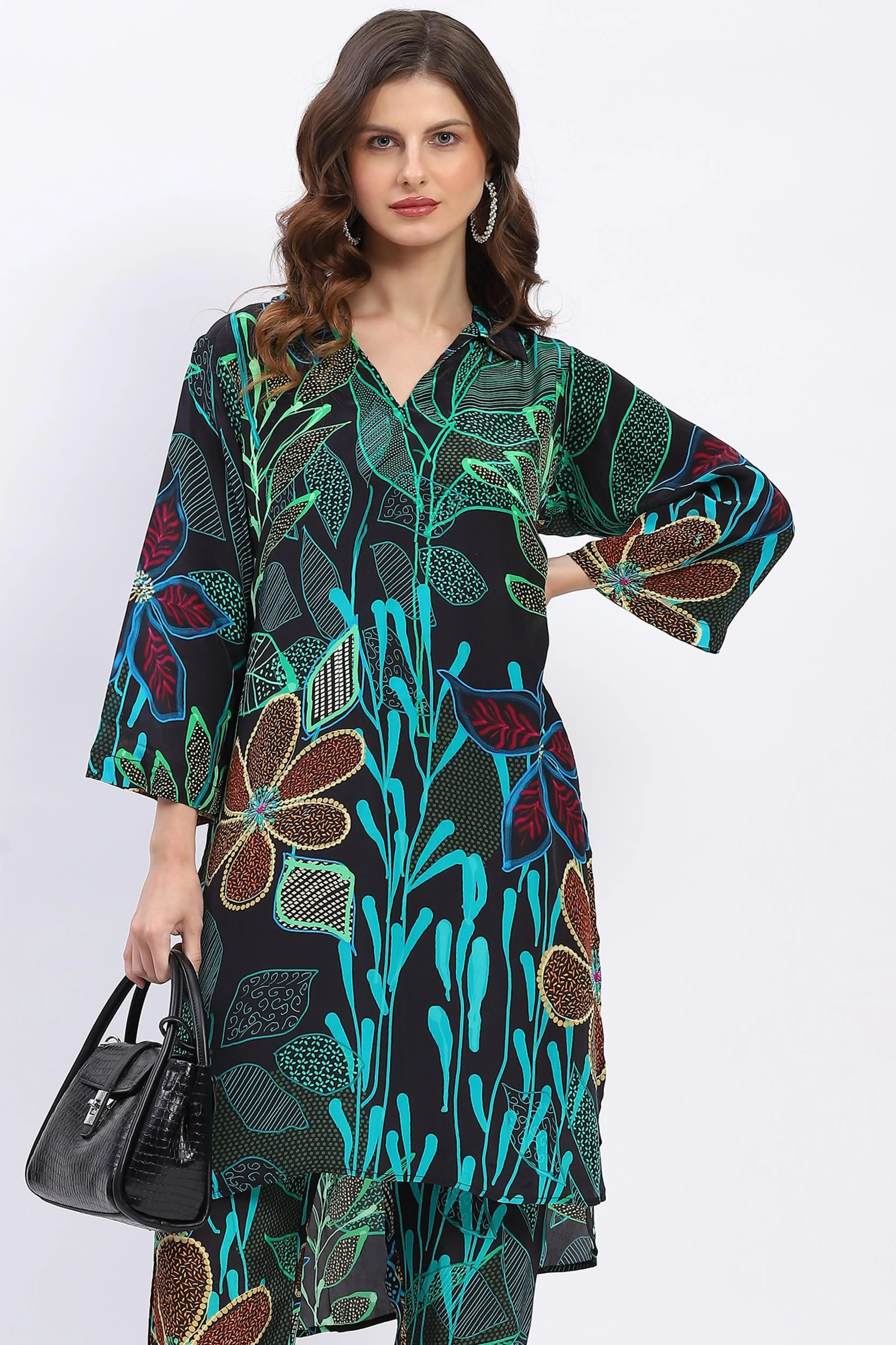 Tropical Print Muslin Kurta Set - Image 7