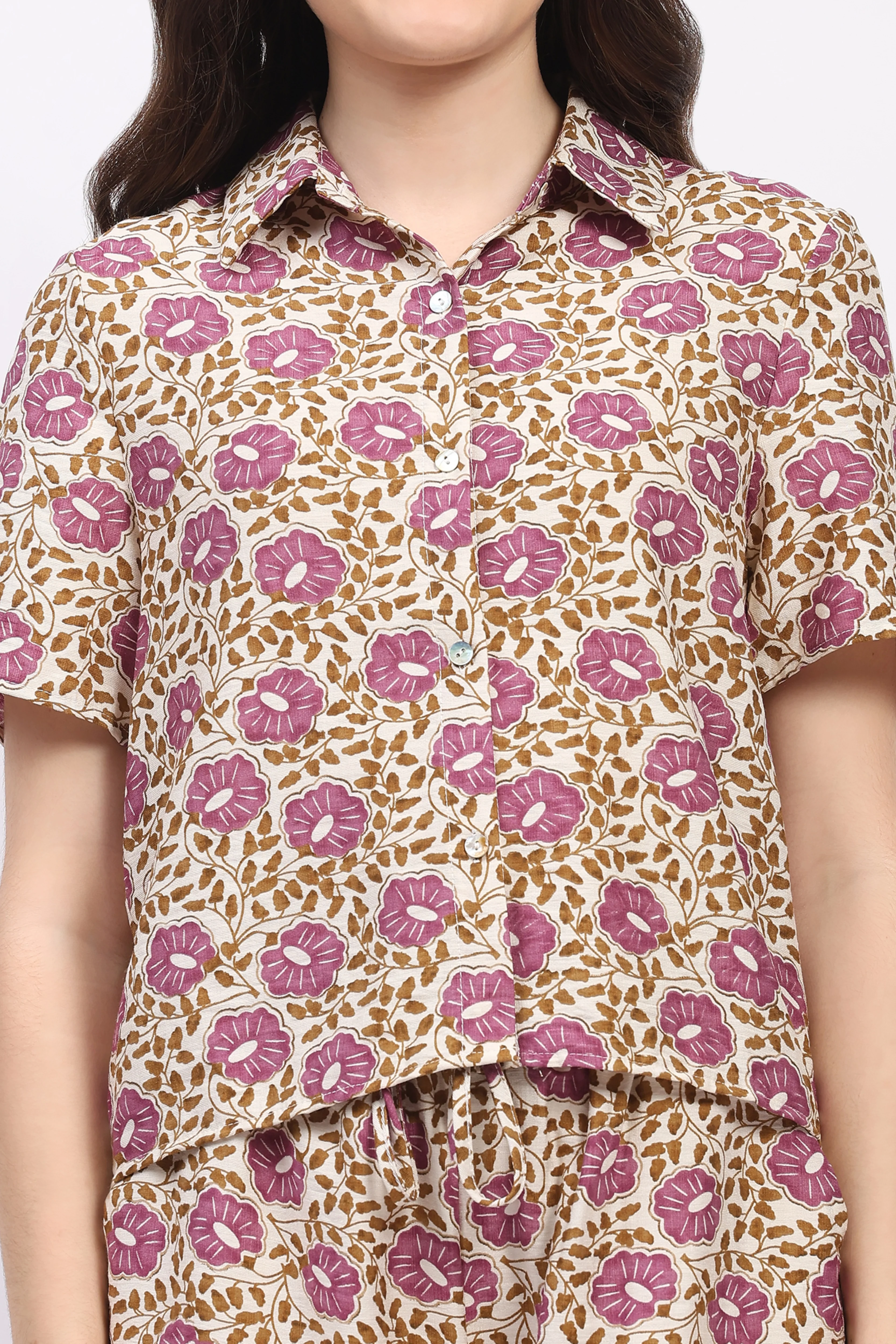 Violet Floral Print Rayon Co-ord Set - Image 10