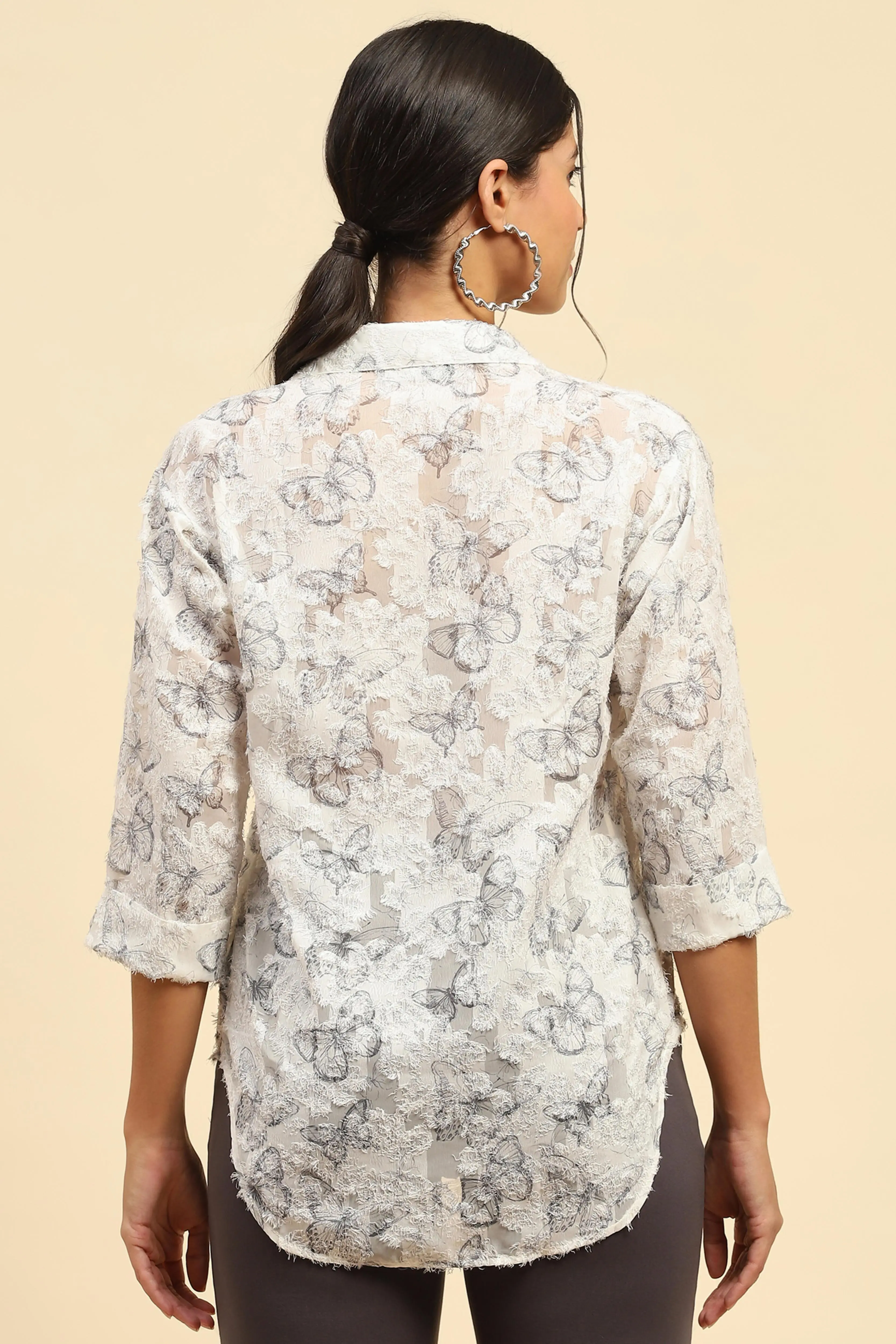 White Butterfly Print Top - Image 4