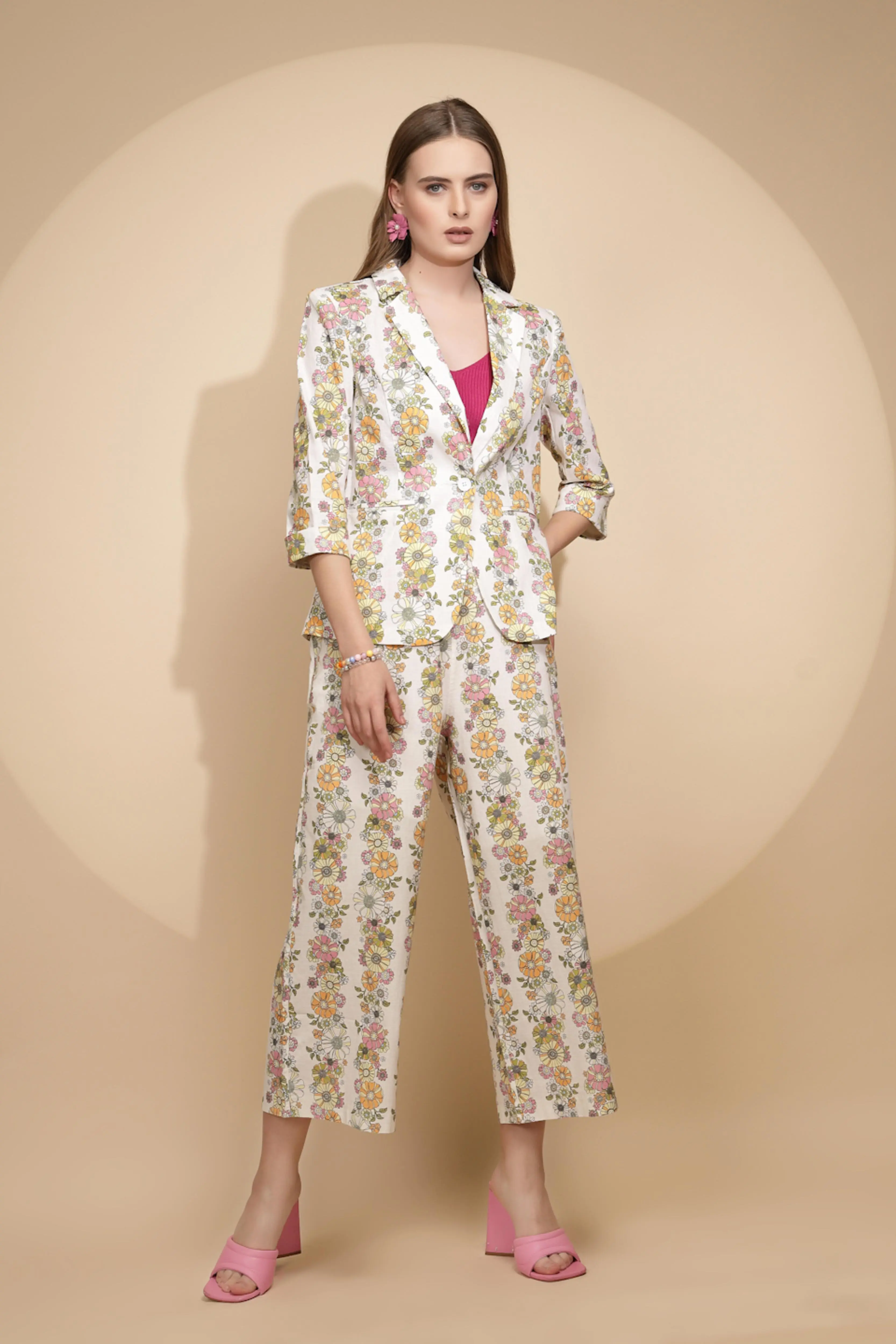 White Floral Cotton Blend Coat - Image 6