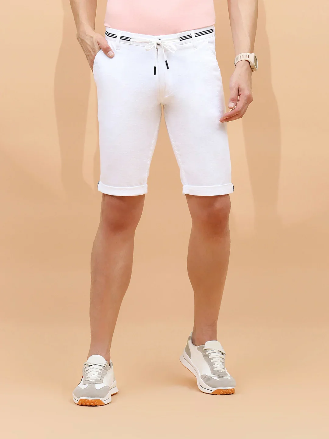 White Cotton Blend Shorts - Image 7
