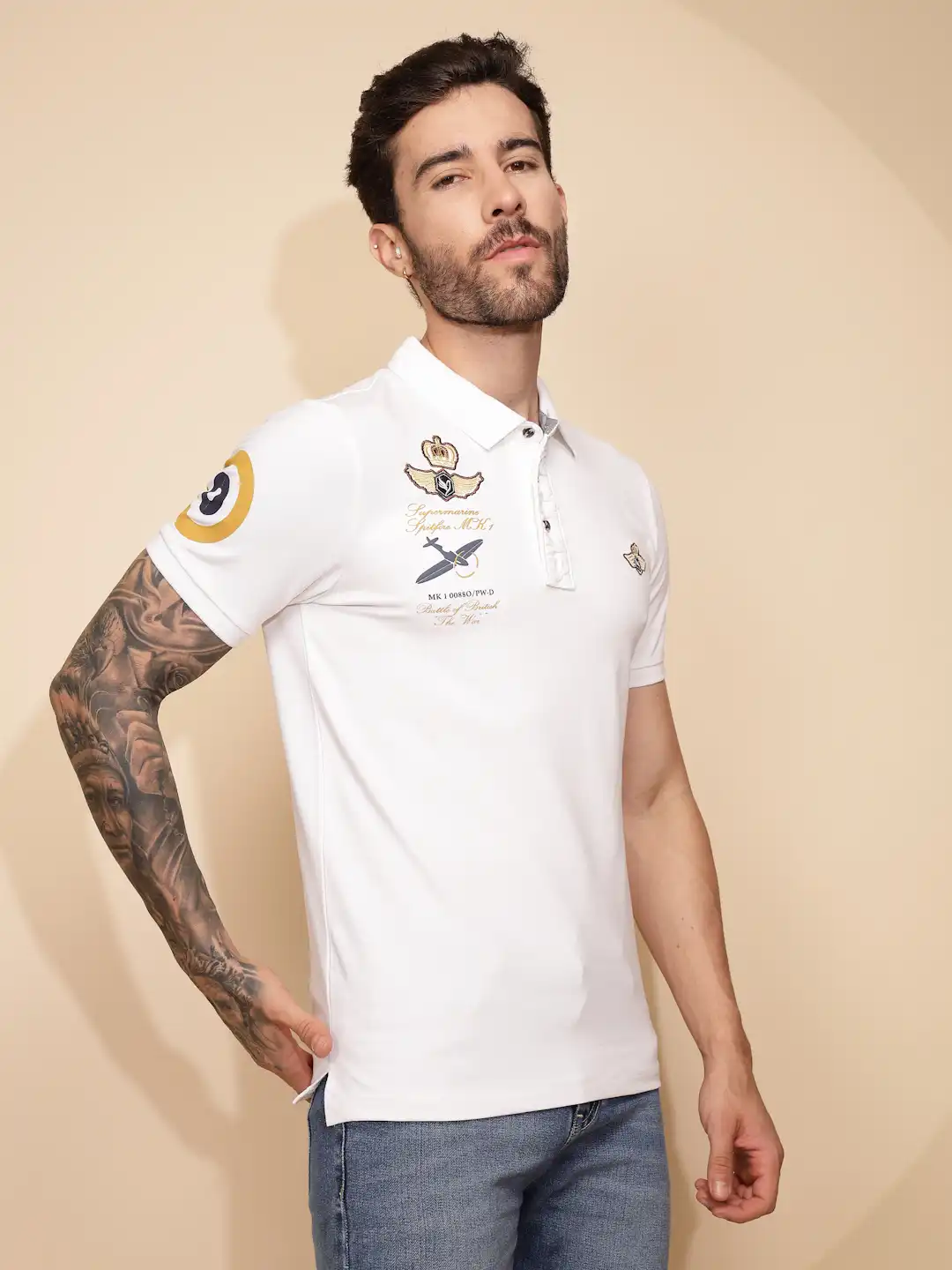 White Regular Fit Cotton Blend T-Shirt - Image 10