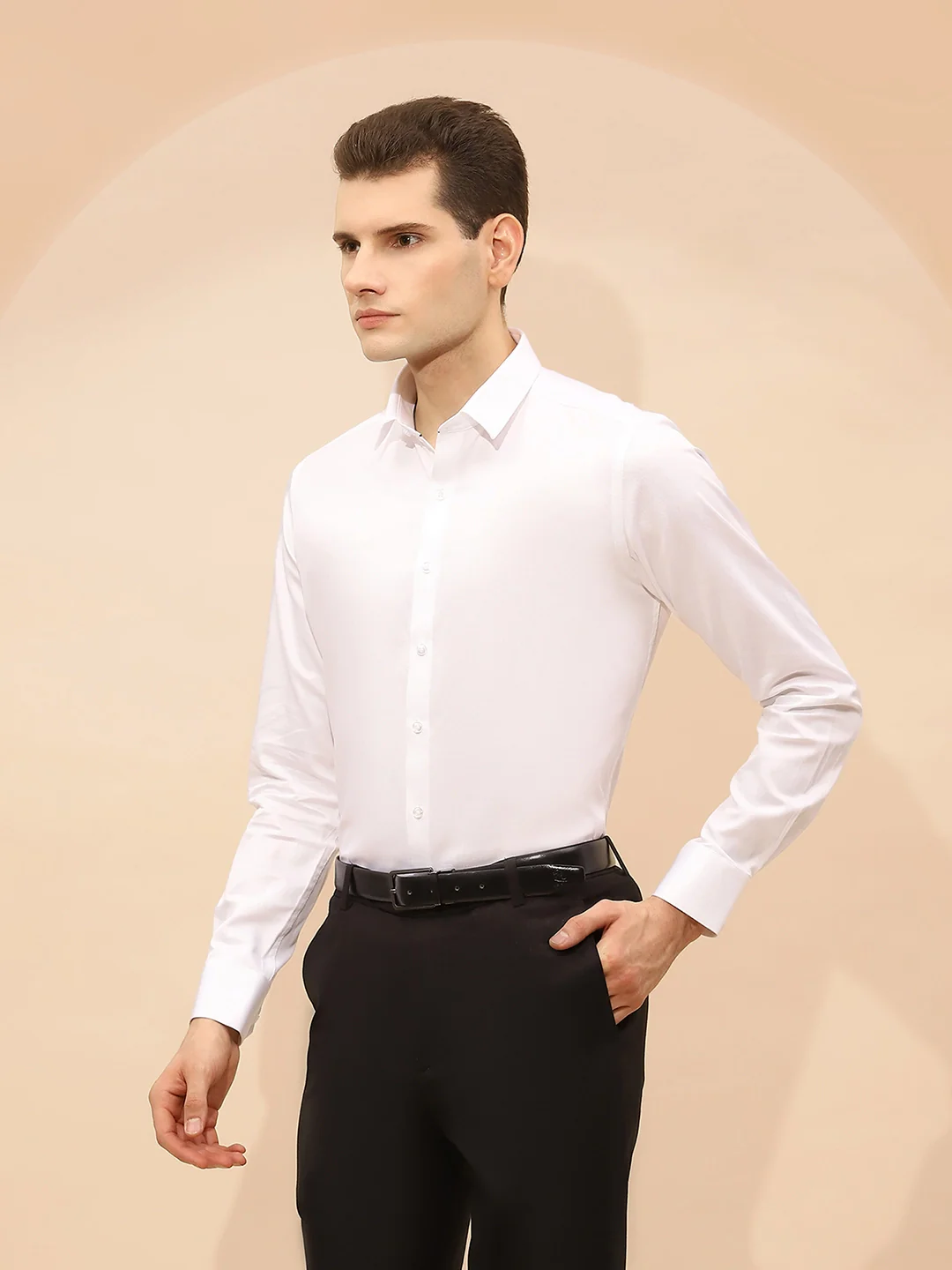White Cotton Blend Tailored Fit Shirt - Image 10