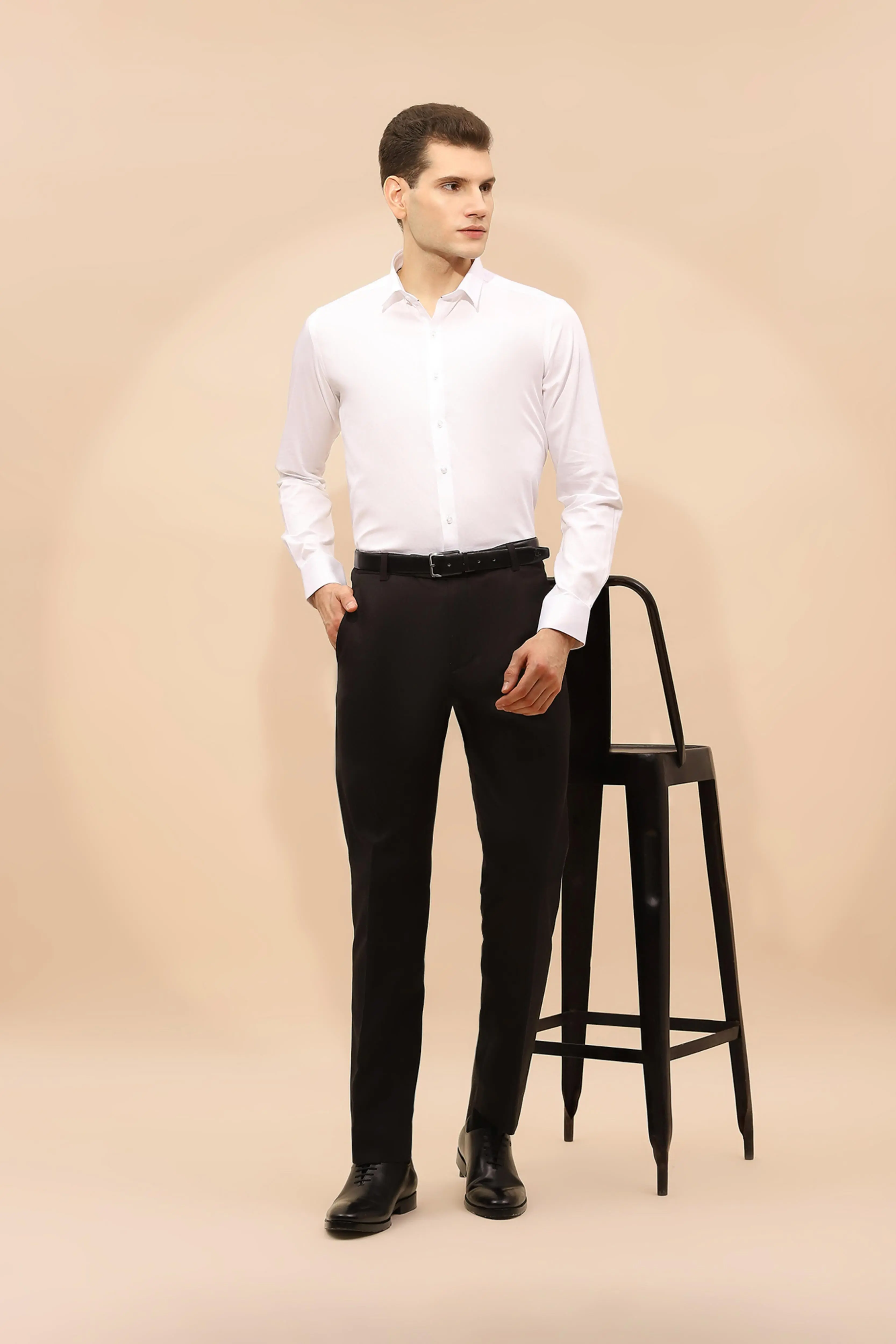 White Cotton Blend Tailored Fit Shirt - Image 7